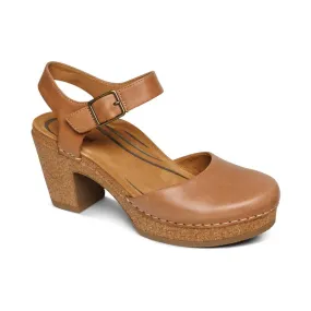 Finley Quarter Strap Cork Heel in Camel