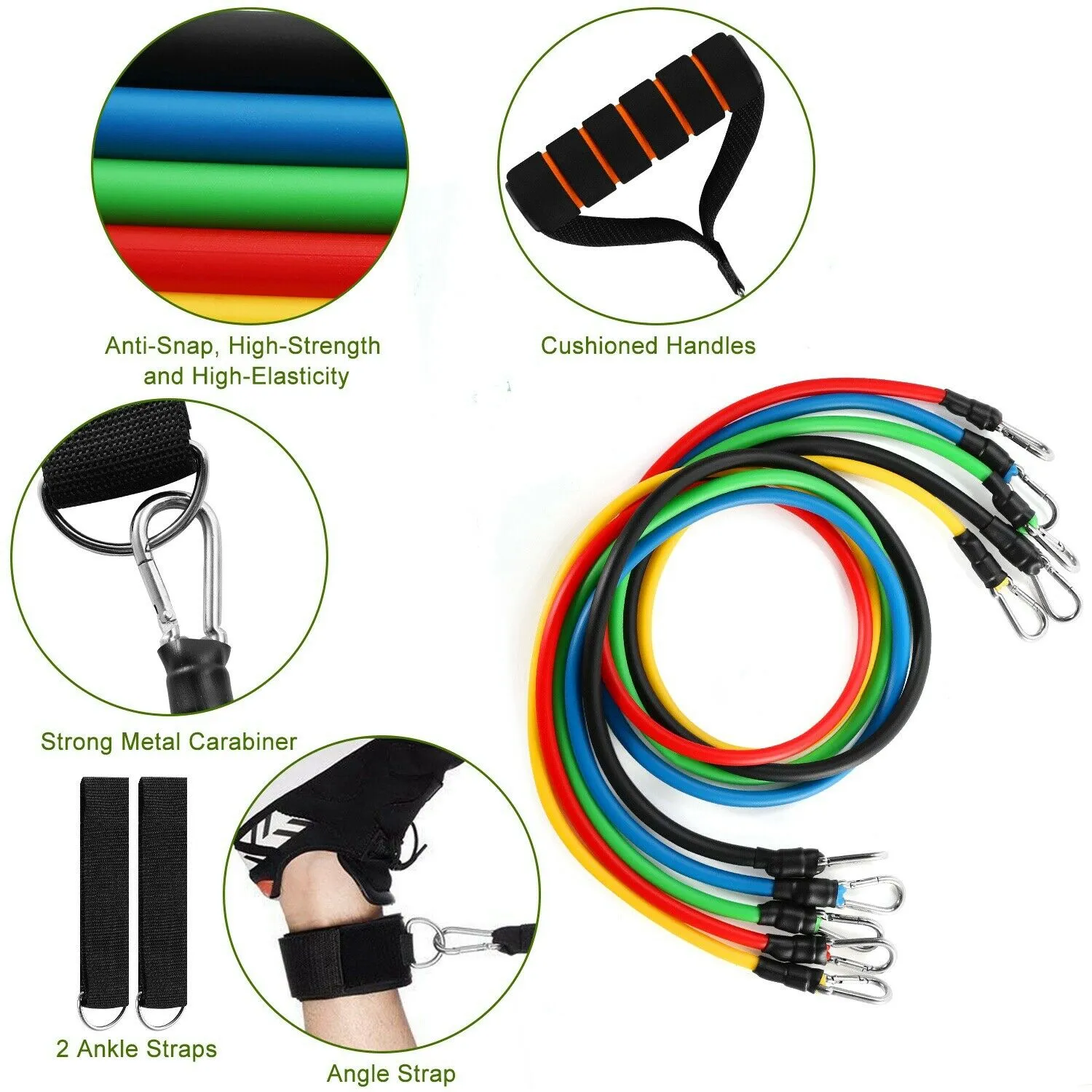 11-Piece Set: Resistance Bands Set Fitness