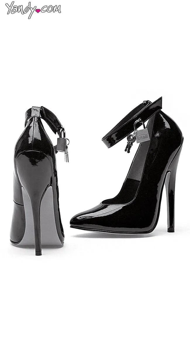 6" Heel Fetish Pump With Lock and Key