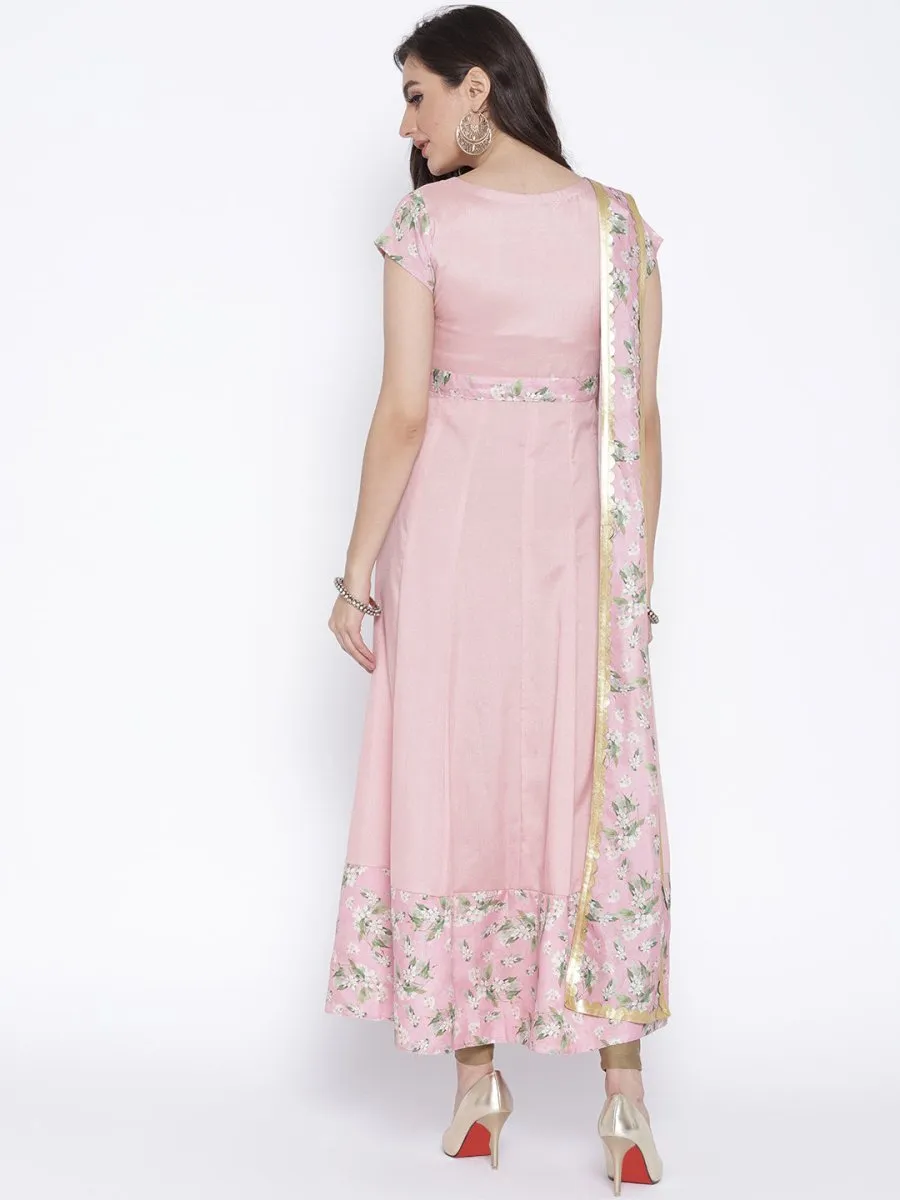 Ahalyaa Women Pink Solid Anarkali Kurta