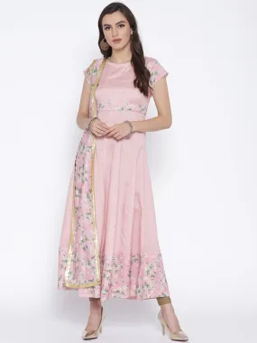 Ahalyaa Women Pink Solid Anarkali Kurta