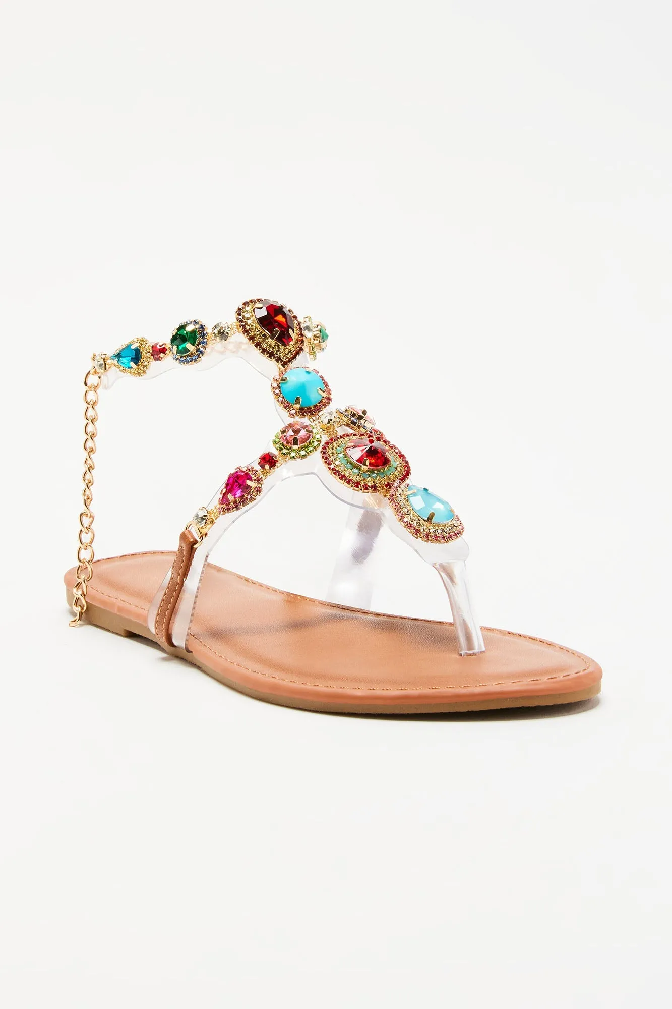 Amozae-Aislinn Embellished Strappy Sandals - Multi Color