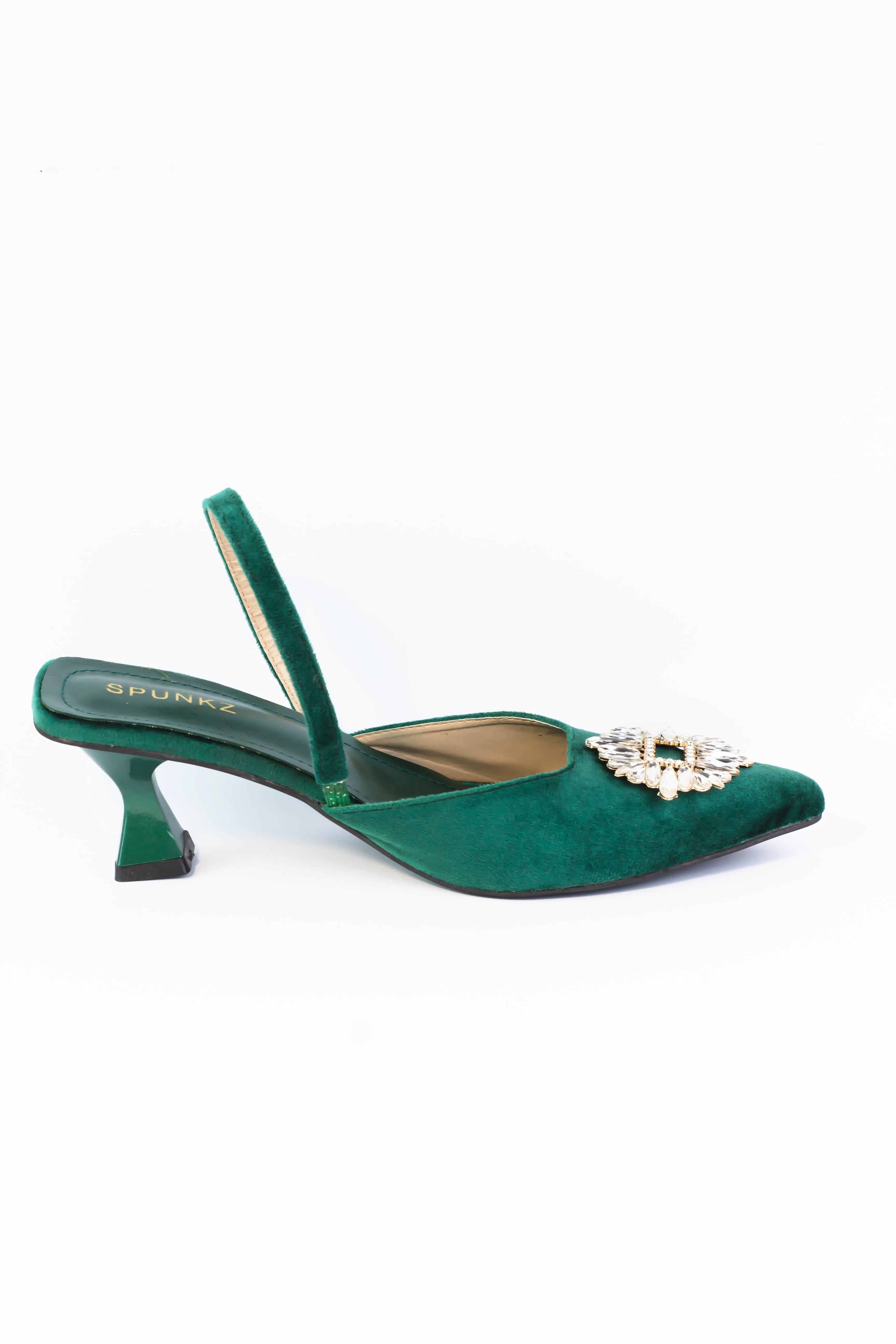 Anastasia Green Velvet Slingback