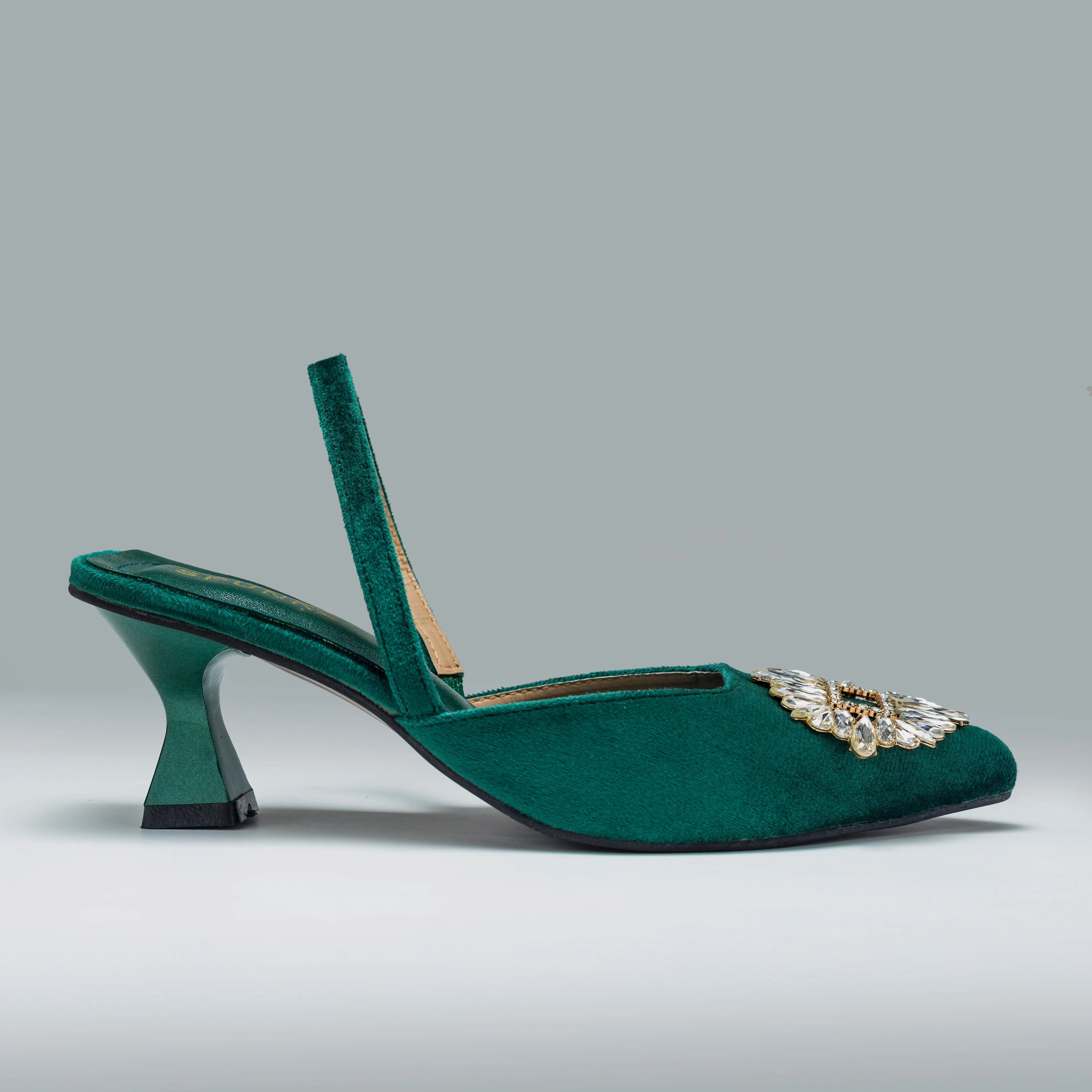 Anastasia Green Velvet Slingback