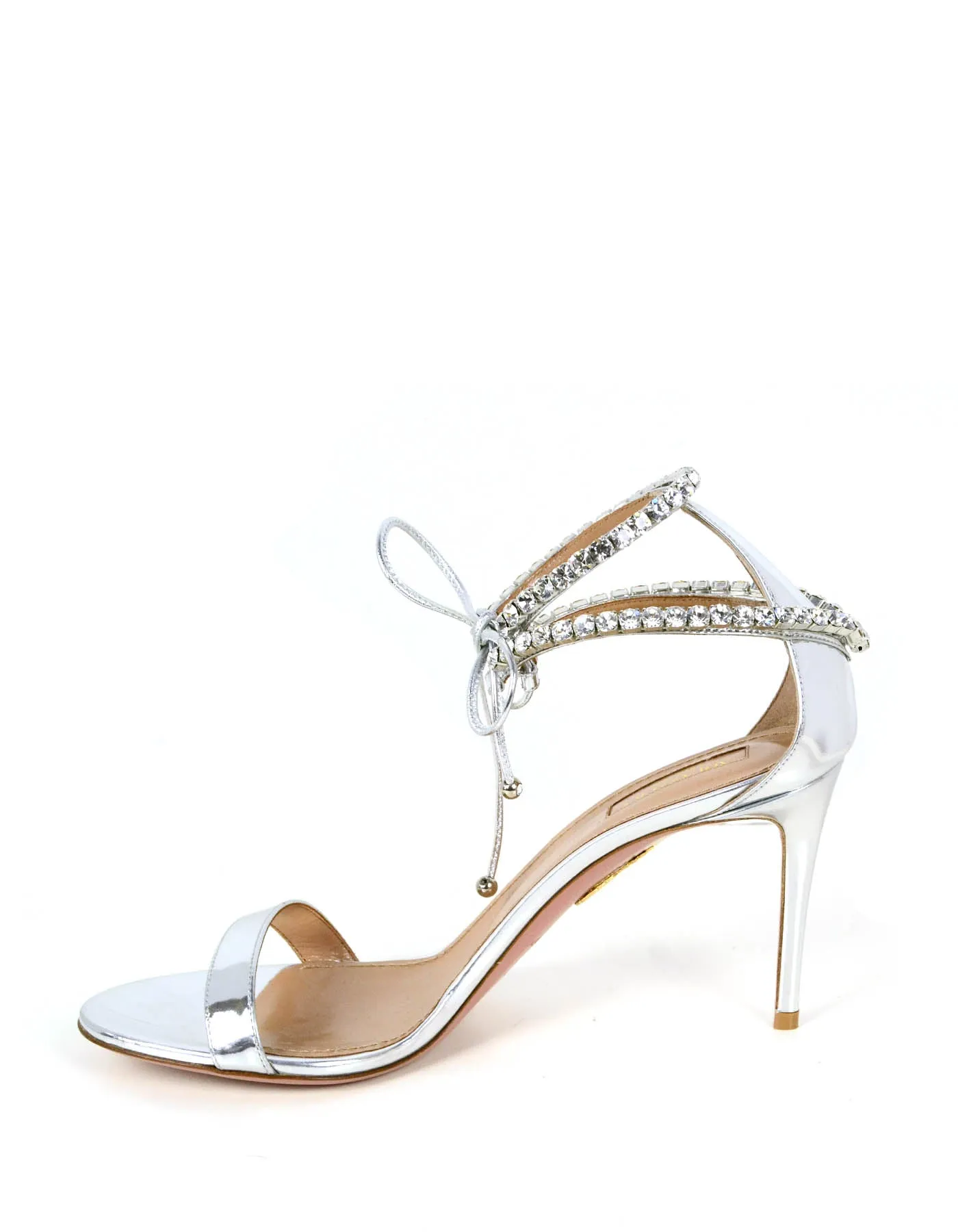 Aquazzura NEW Silver Metallic Crillon 85 Sandals sz 39.5