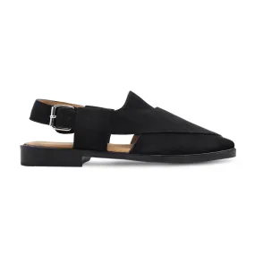 Ayana - Men's Black Kid Suede Leather Sandal