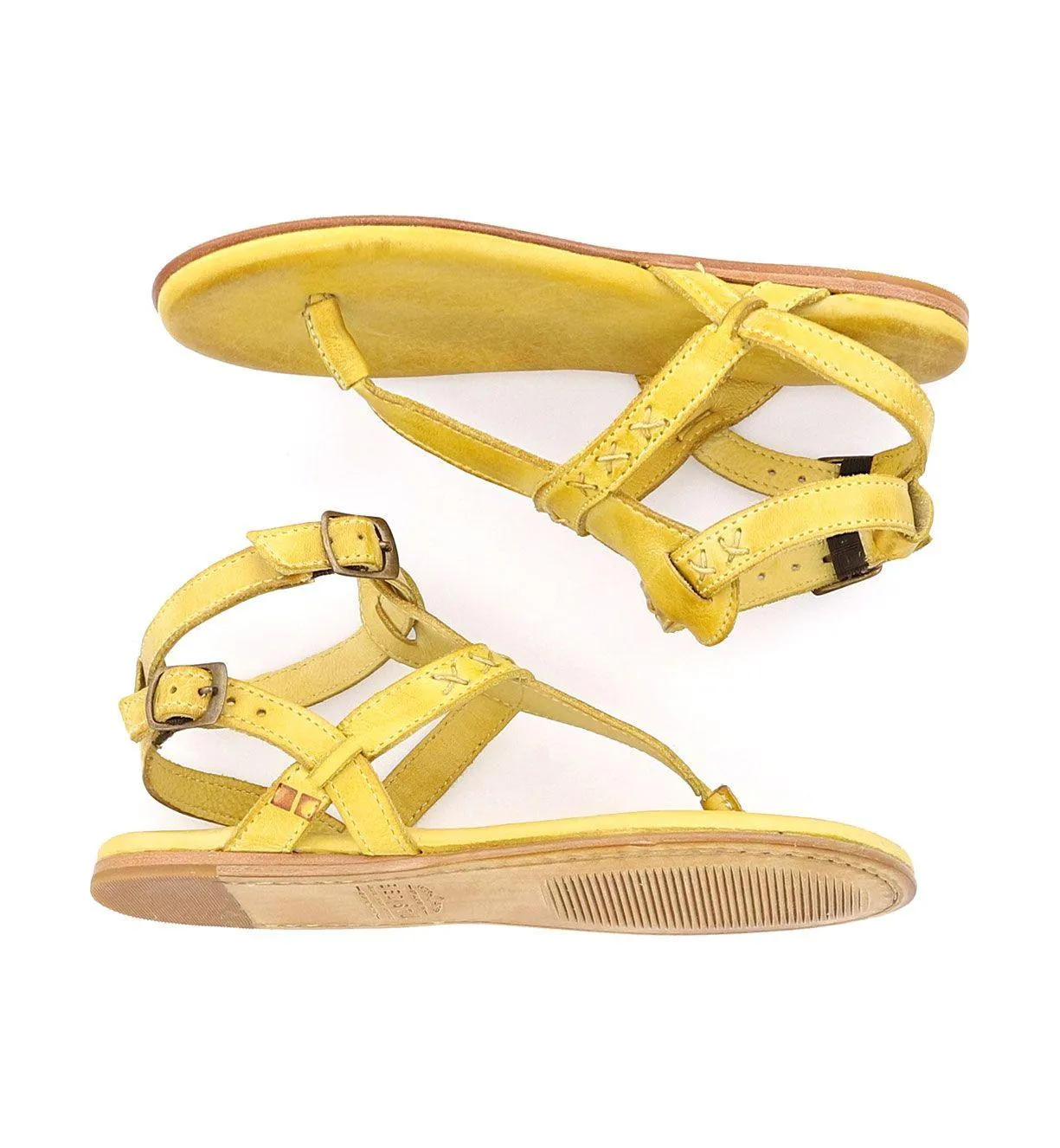 Bed Stu Women's Moon Lemon Yellow Leather Sandals F373152-LEMD