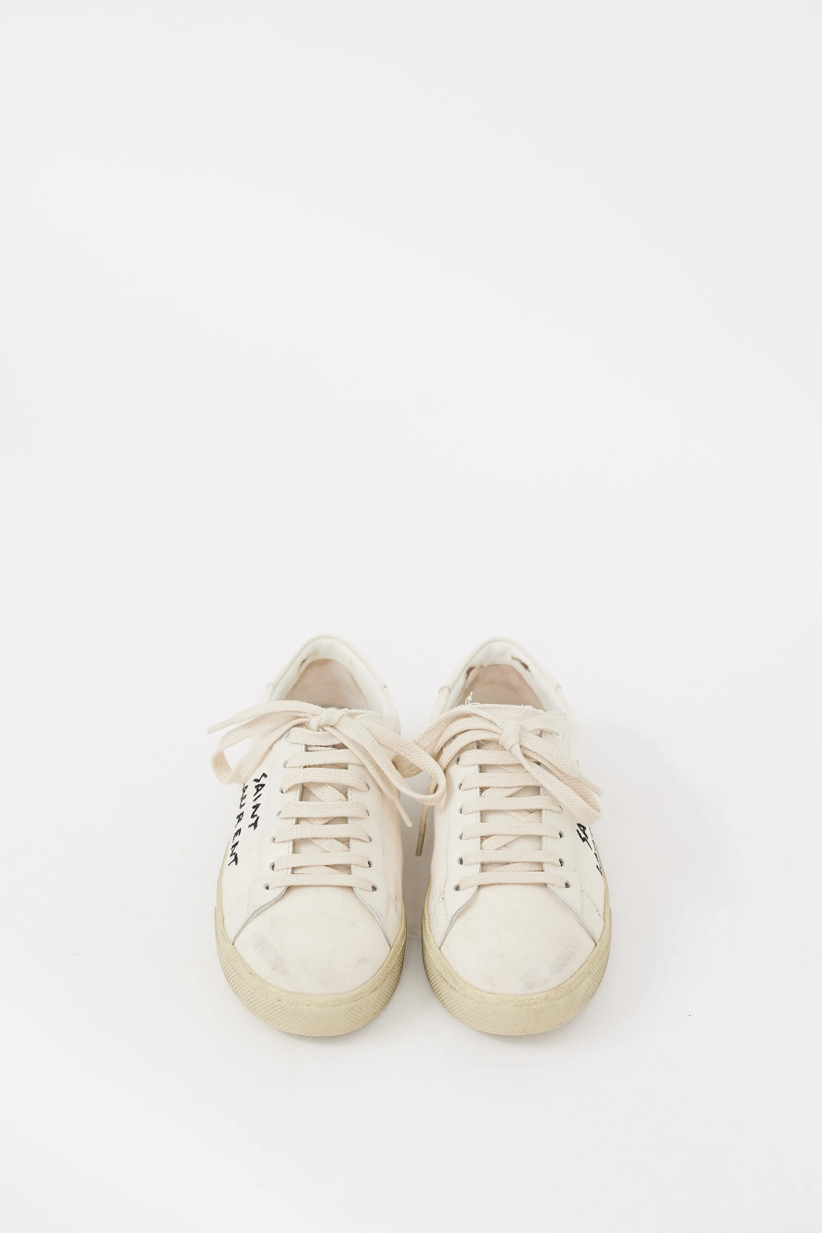 Beige & Black Court Classic Distressed Sneaker