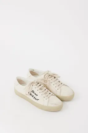 Beige & Black Court Classic Distressed Sneaker