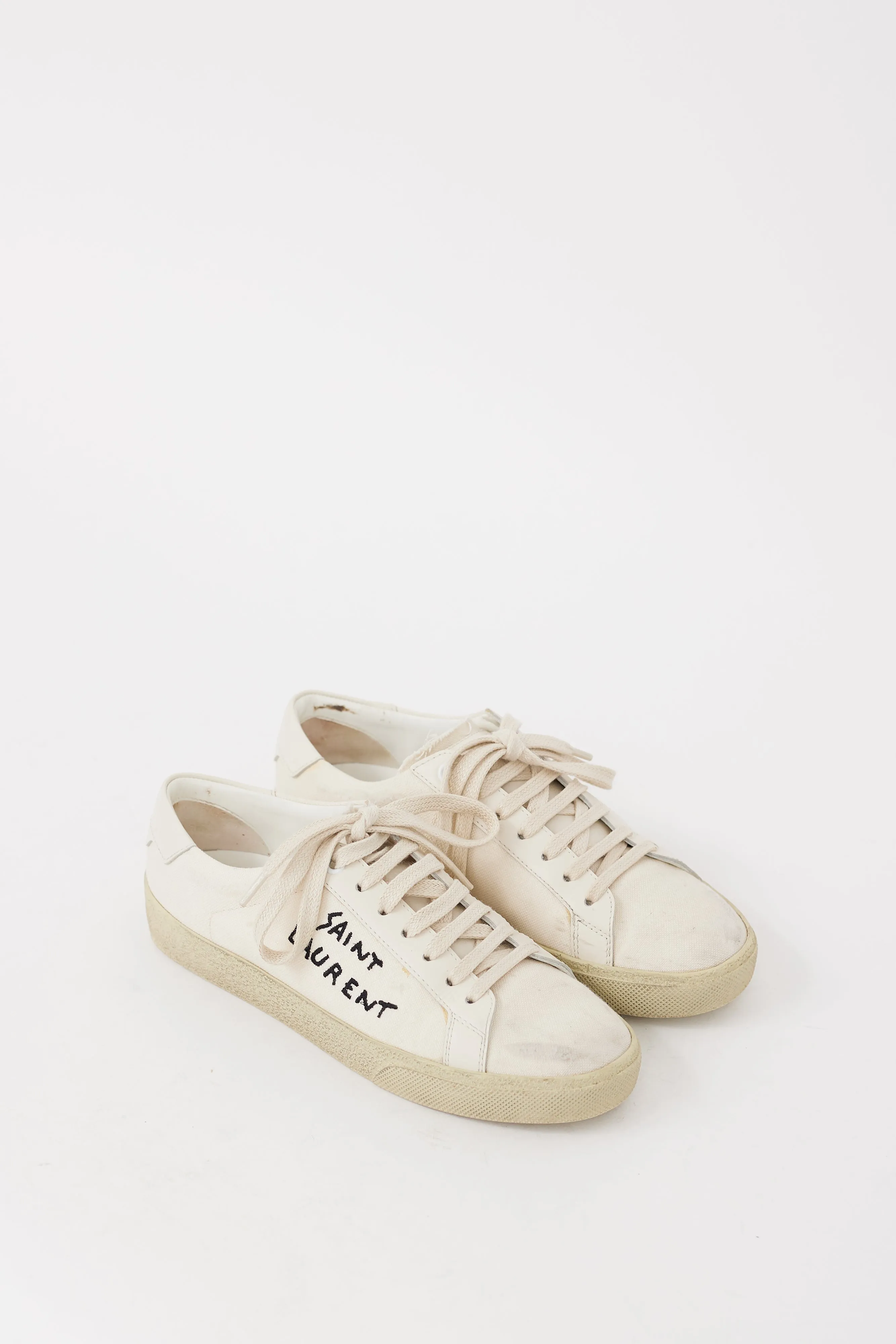 Beige & Black Court Classic Distressed Sneaker