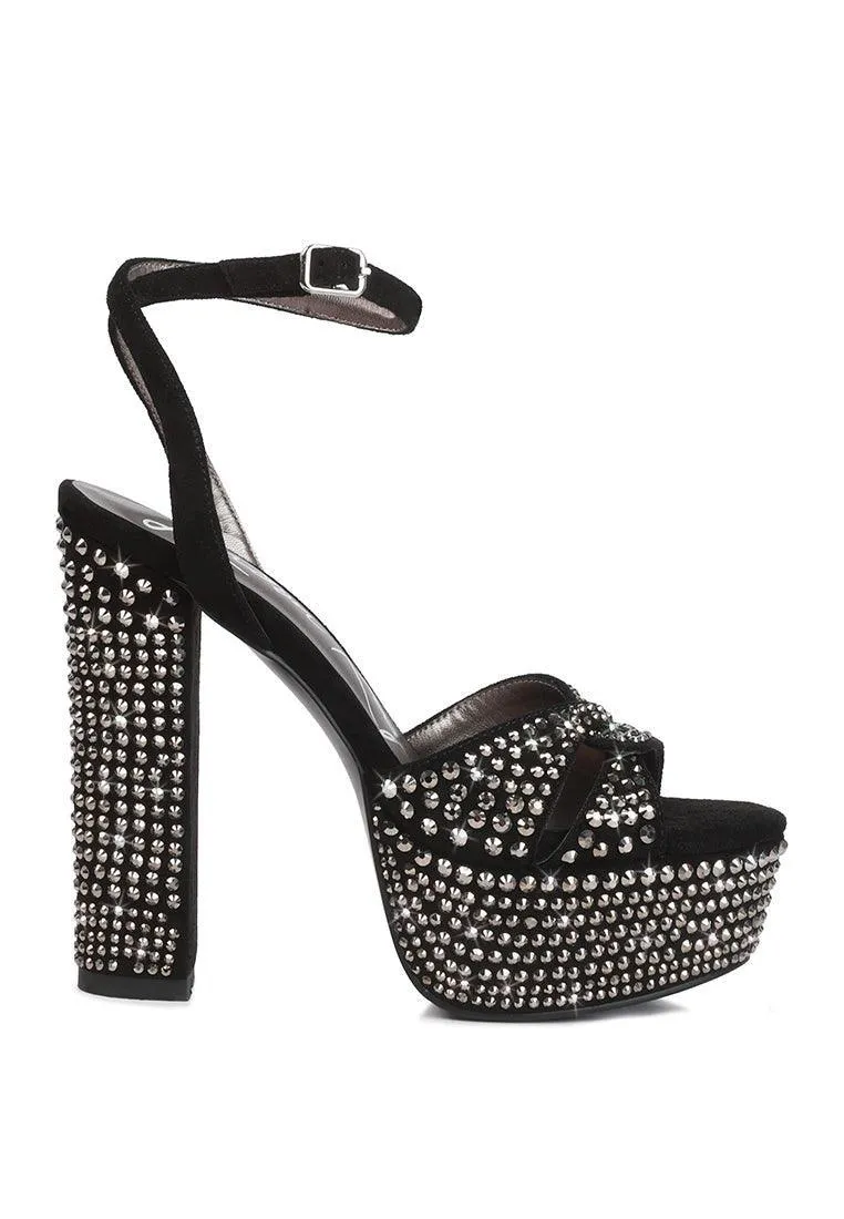 bellini heat-set diamante high block heel sandals