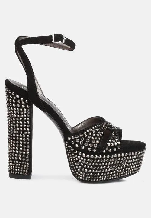 bellini heat-set diamante high block heel sandals