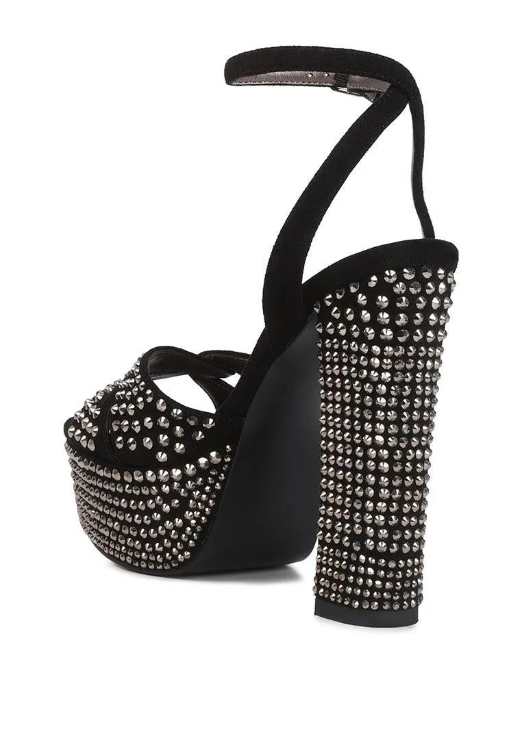 bellini heat-set diamante high block heel sandals