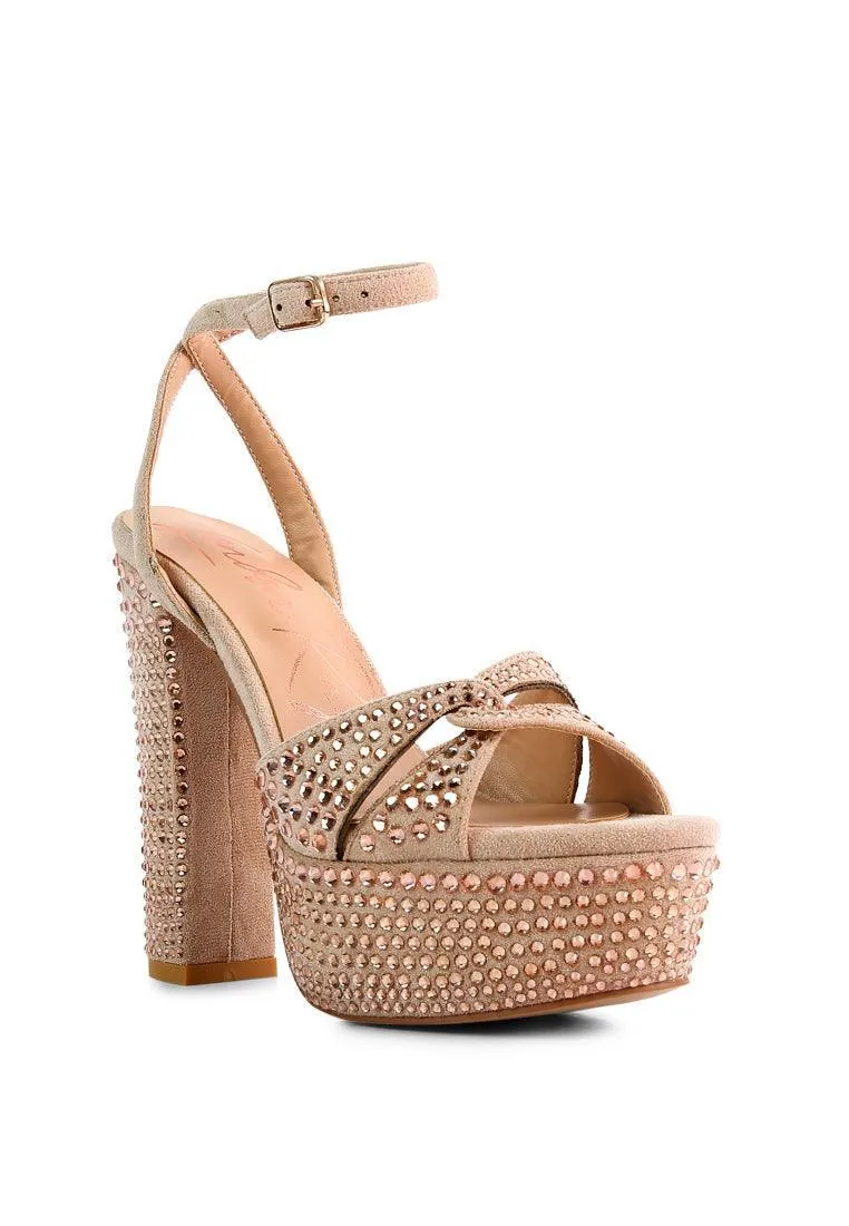 bellini heat-set diamante high block heel sandals