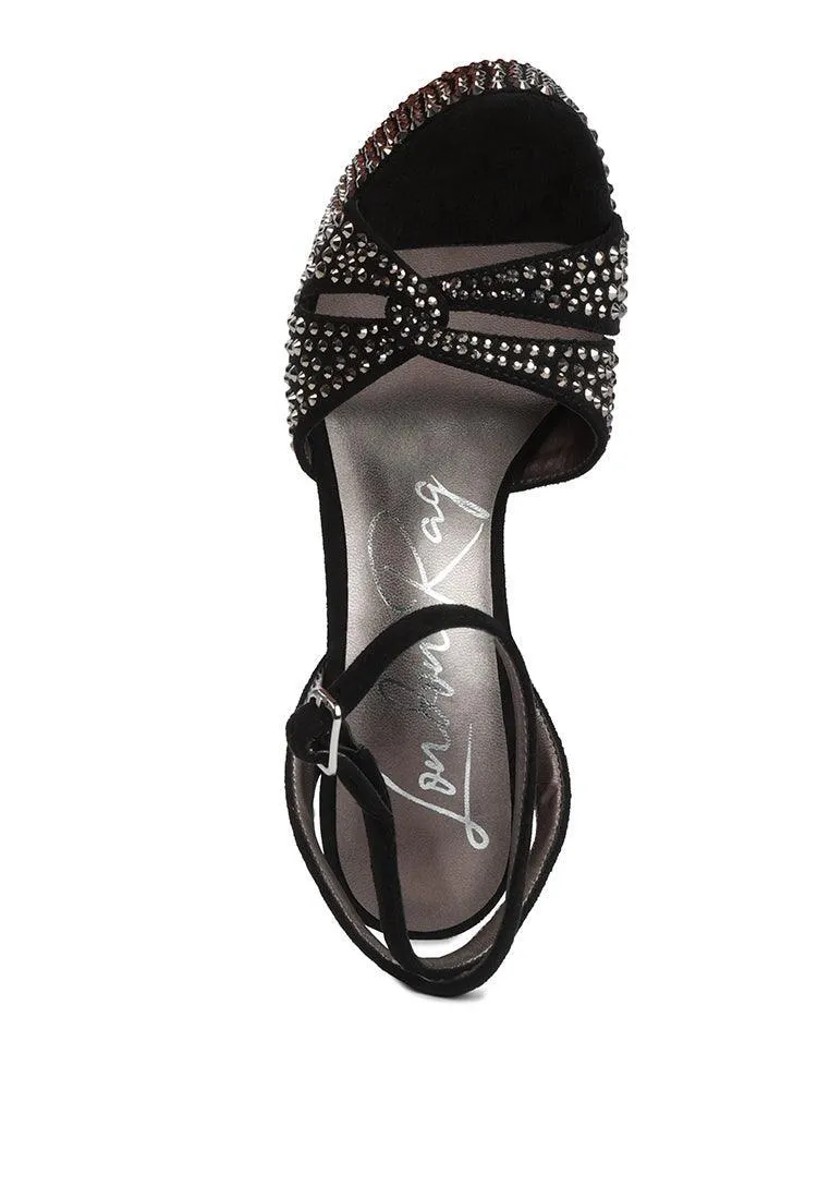 bellini heat-set diamante high block heel sandals