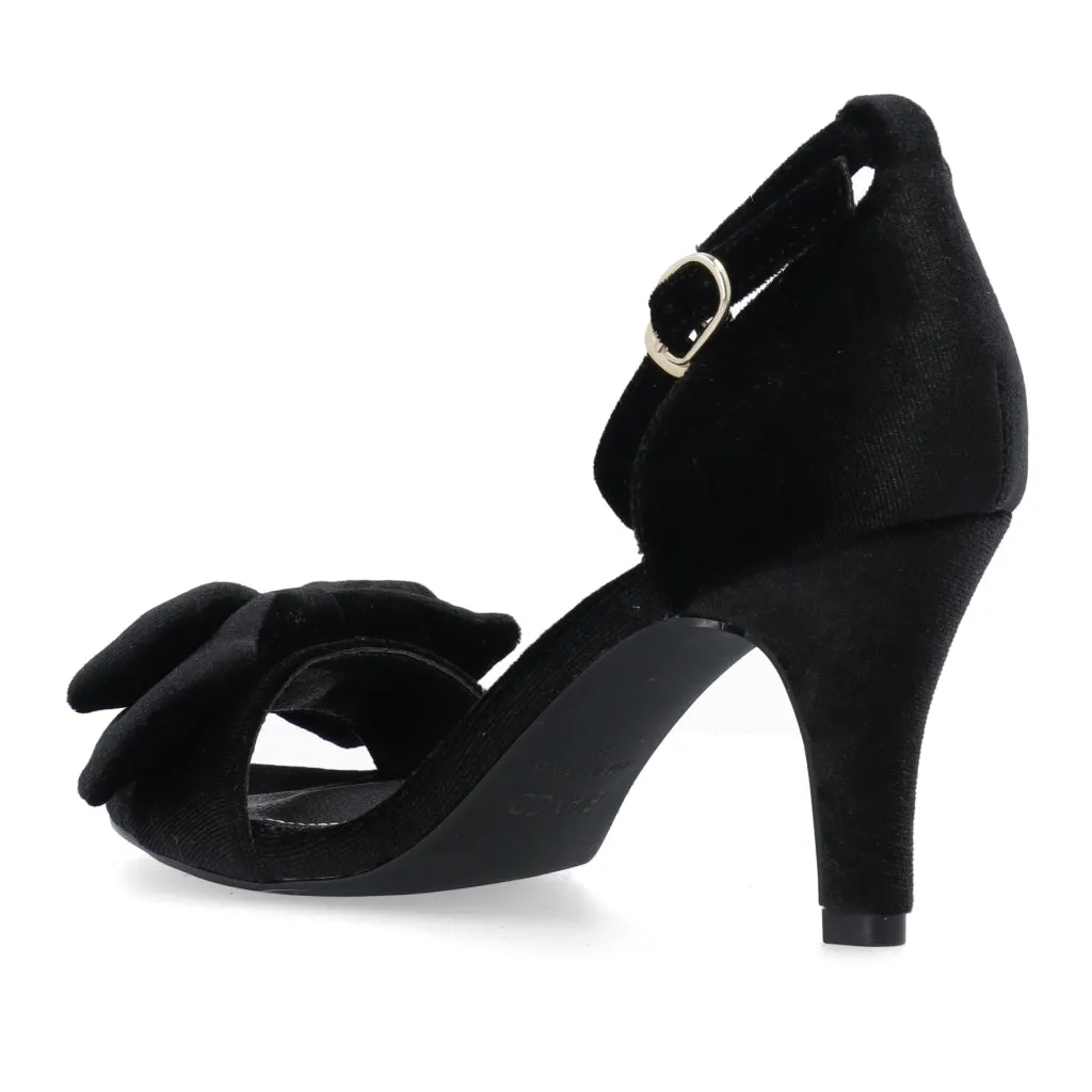 Biaadore Black Bow Velvet Sandals