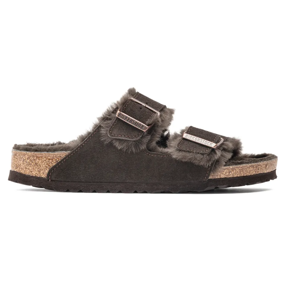 Birkenstock Arizona Shearling Suede Leather Slipper in Mocha