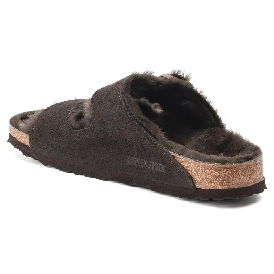 Birkenstock Arizona Shearling Suede Leather Slipper in Mocha