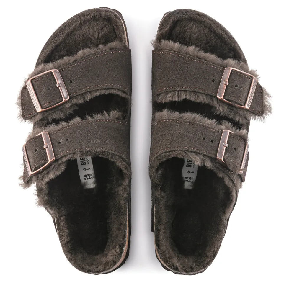 Birkenstock Arizona Shearling Suede Leather Slipper in Mocha