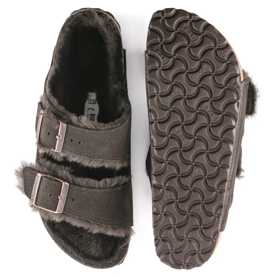 Birkenstock Arizona Shearling Suede Leather Slipper in Mocha