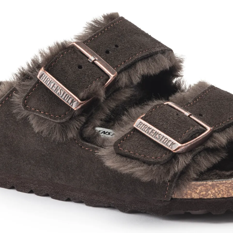 Birkenstock Arizona Shearling Suede Leather Slipper in Mocha