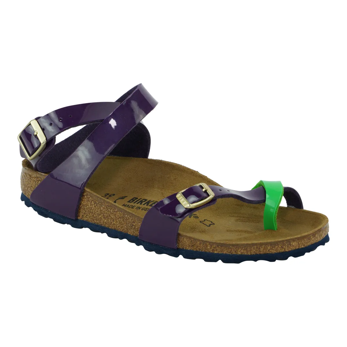 Birkenstock Women's Yara Birko-Flor Sandals Bright Lilac Green Patent 43 N