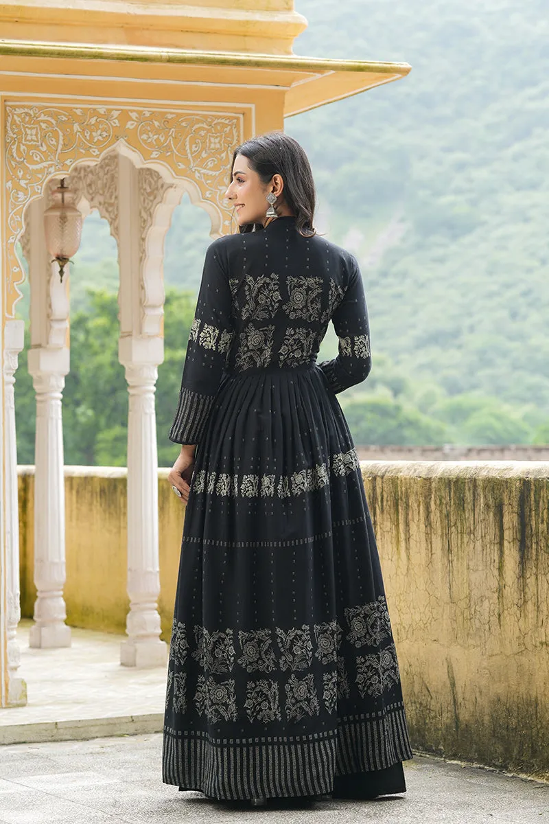 Black Cotton Anarkali Kurti