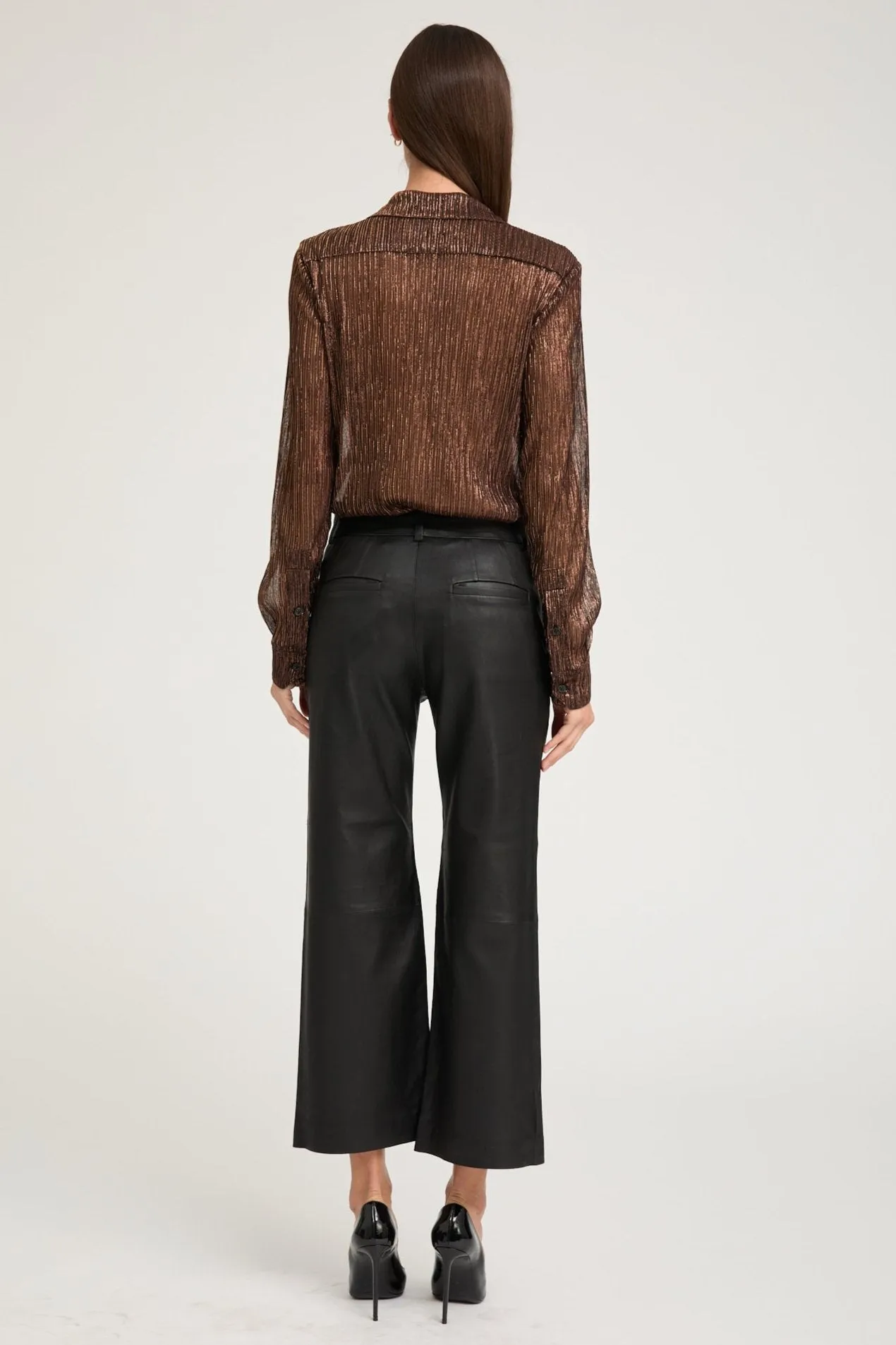 Black Leather Cropped Trousers