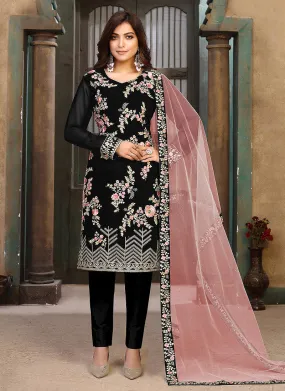 Black Multi Embroidered Pakistani Style Pant Suit