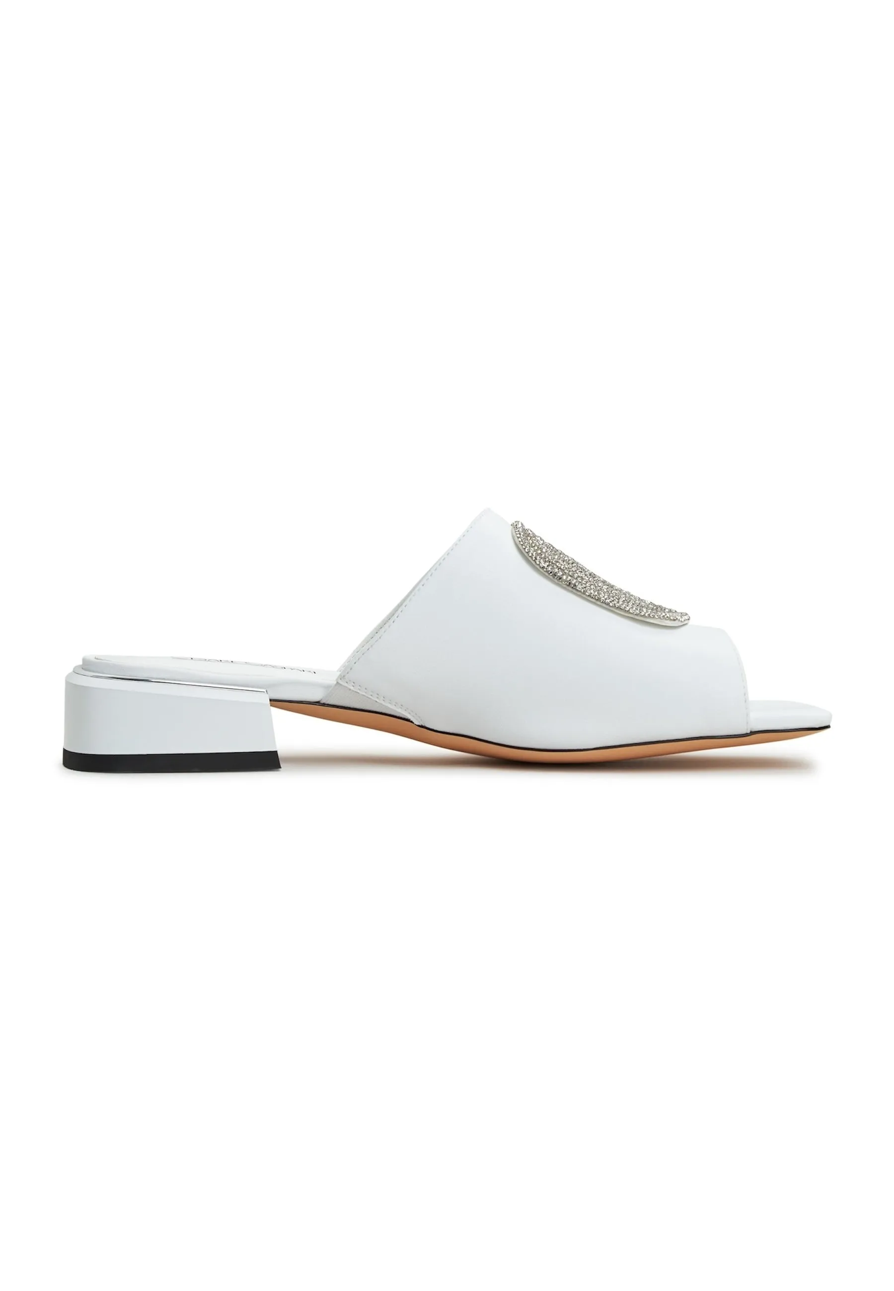 Block Heeled Slippers Beatriz -White