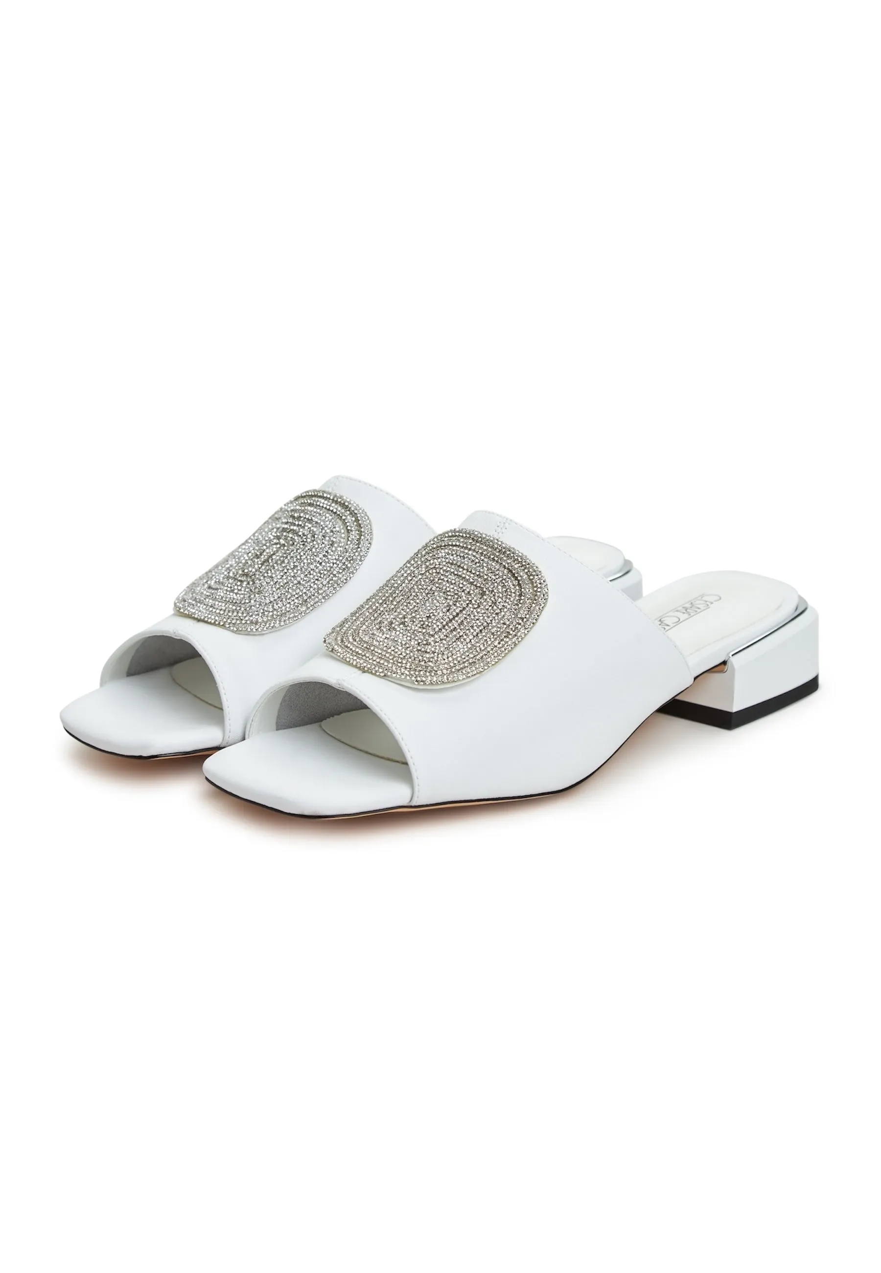 Block Heeled Slippers Beatriz -White