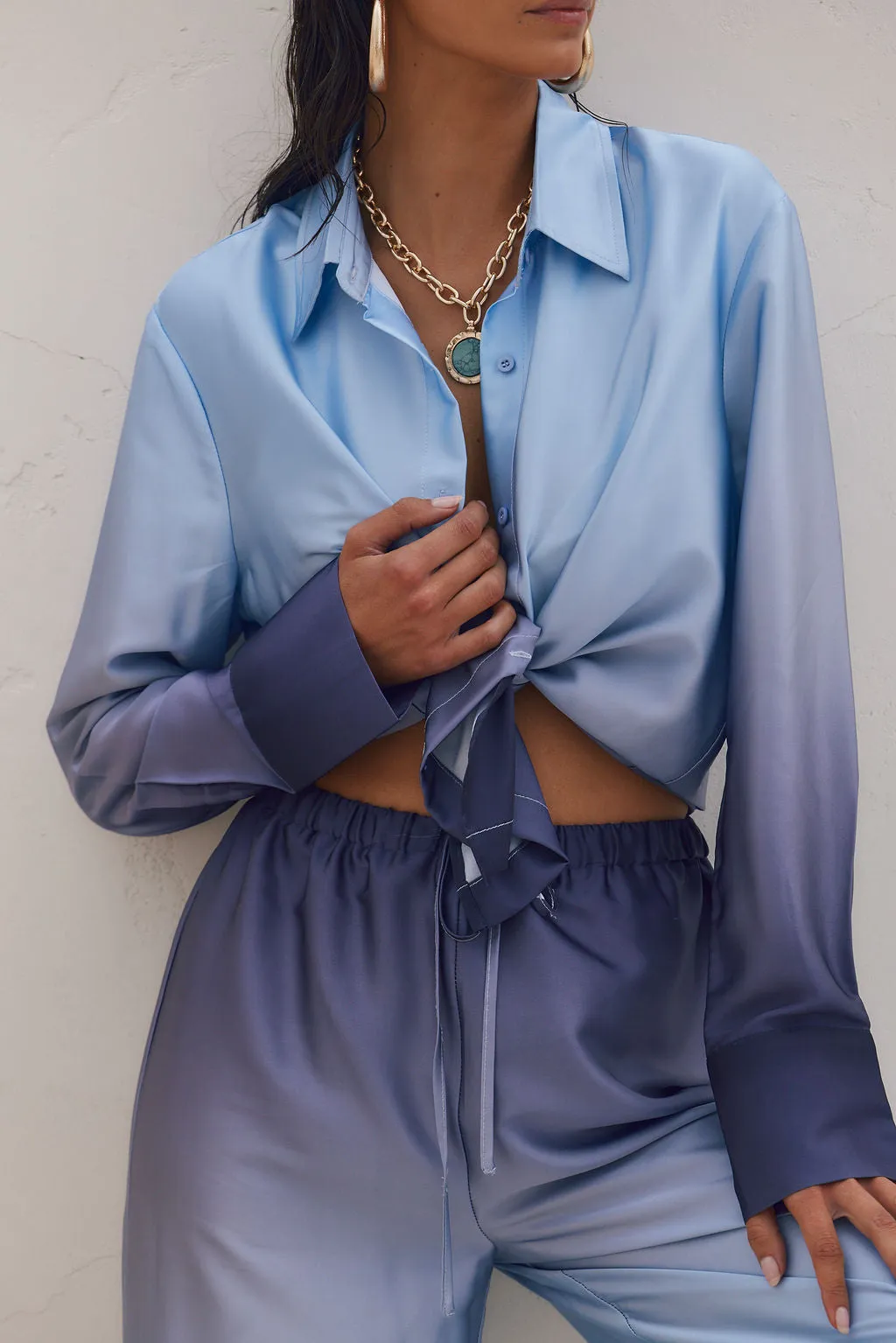 Blue Lagoon Ombre Button Down Shirt