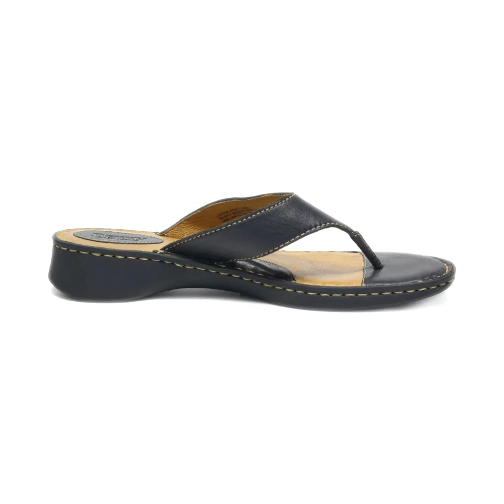 Born Flip Flops Leather Black Colour For Women