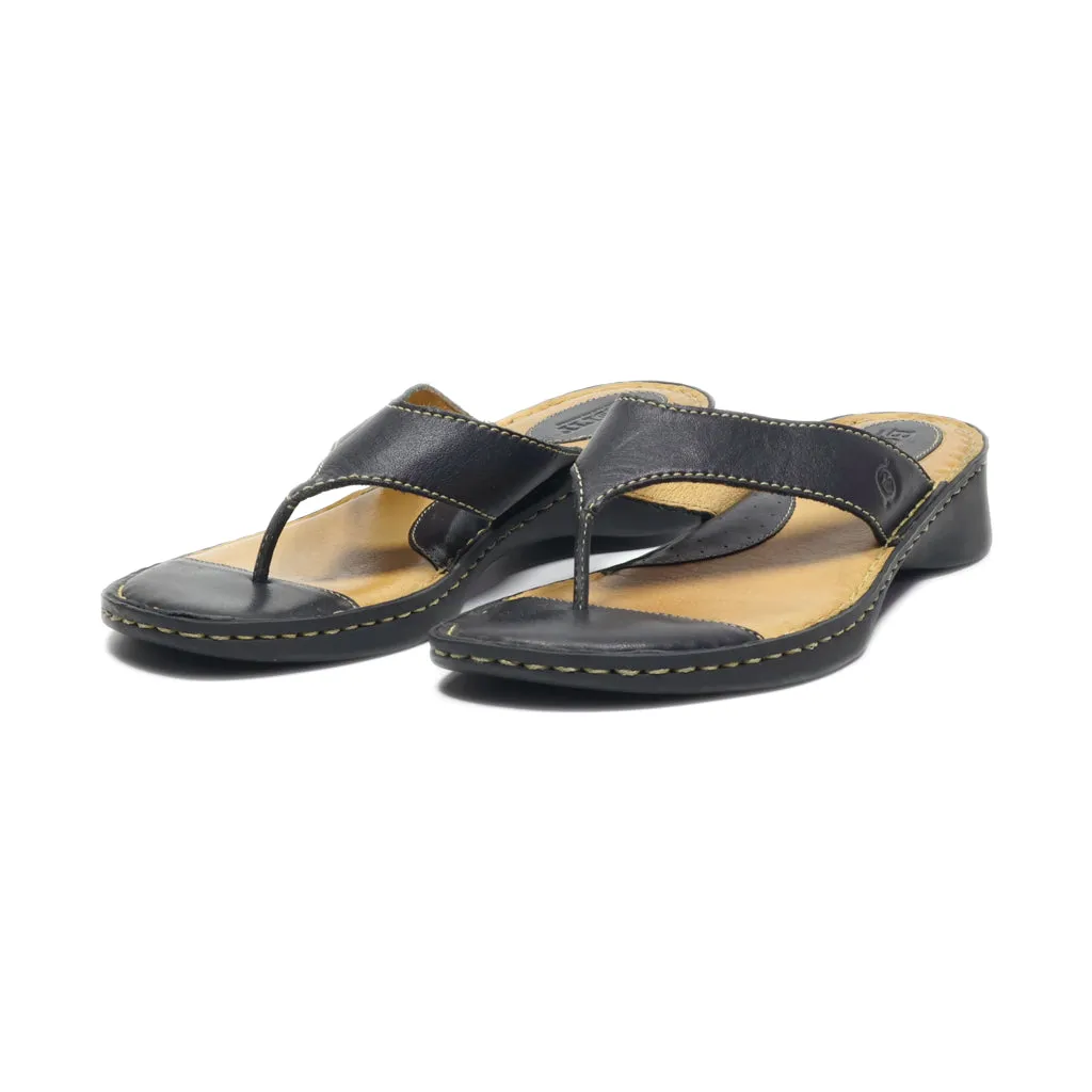 Born Flip Flops Leather Black Colour For Women