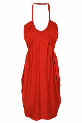 CARLOS MIELE DRAPED Red Halterneck Evening Dress