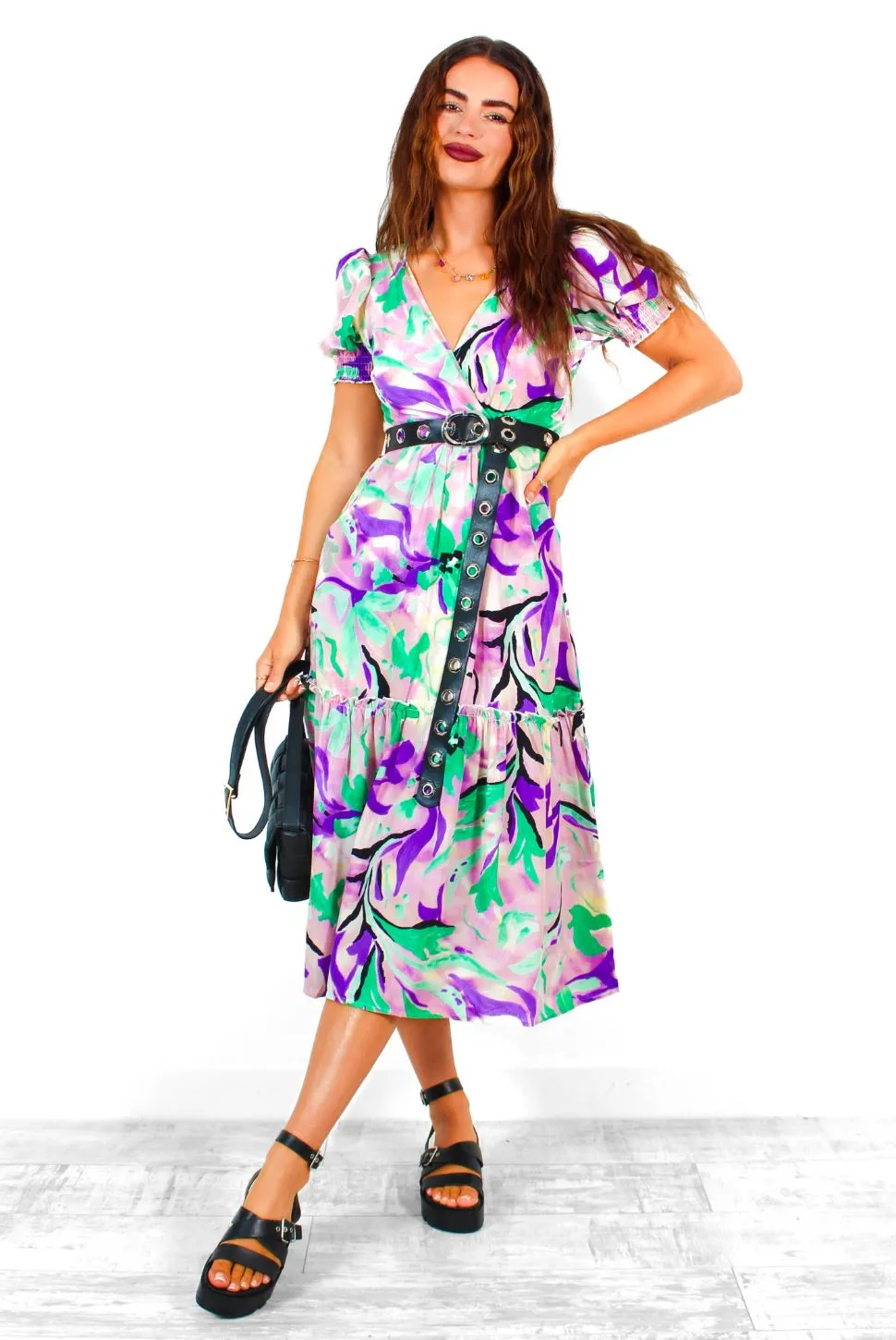 Catching Feels - Lilac Pink Swirl Print Midi Dress