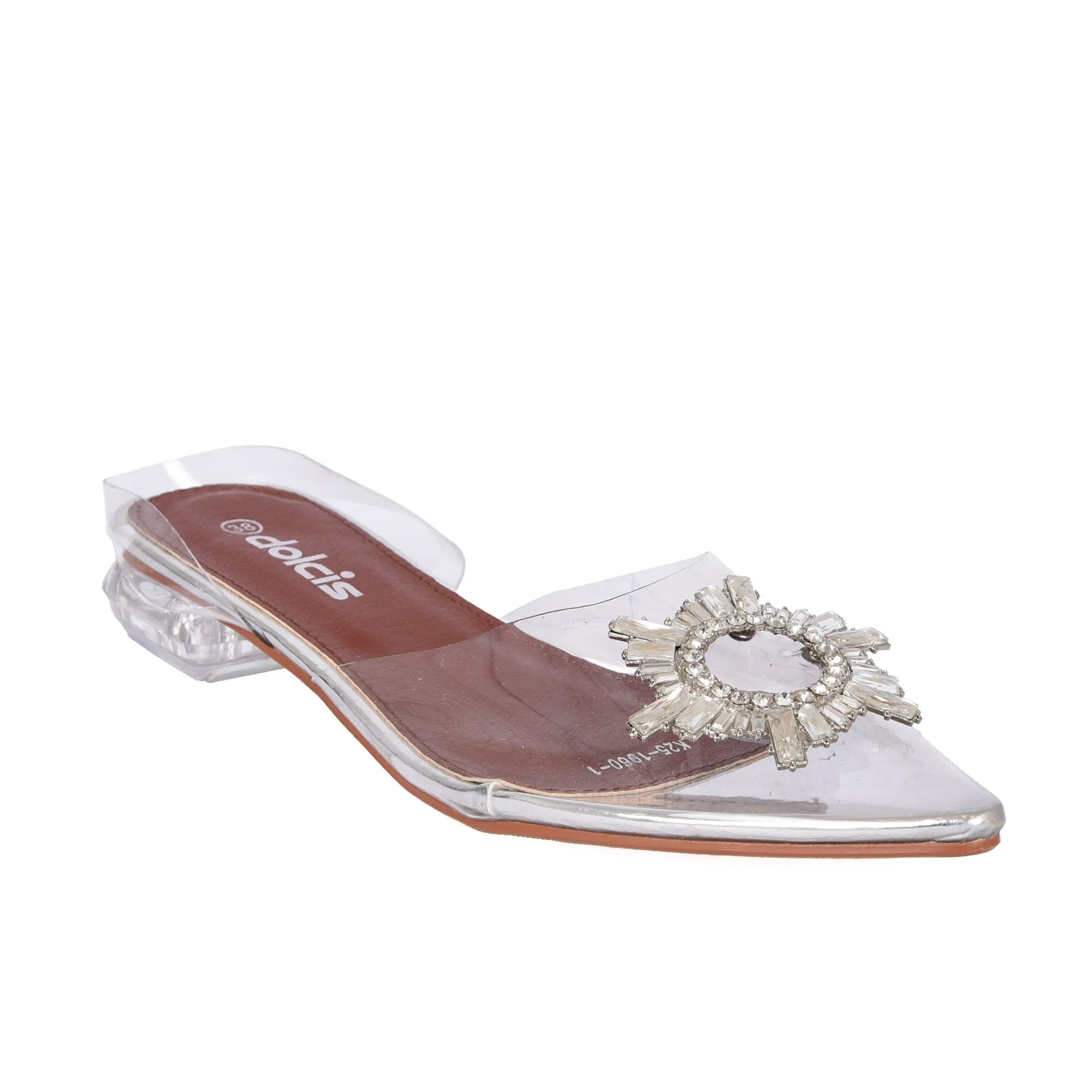 Chic Transparent Mule Flats with Embellishment | 279C-S