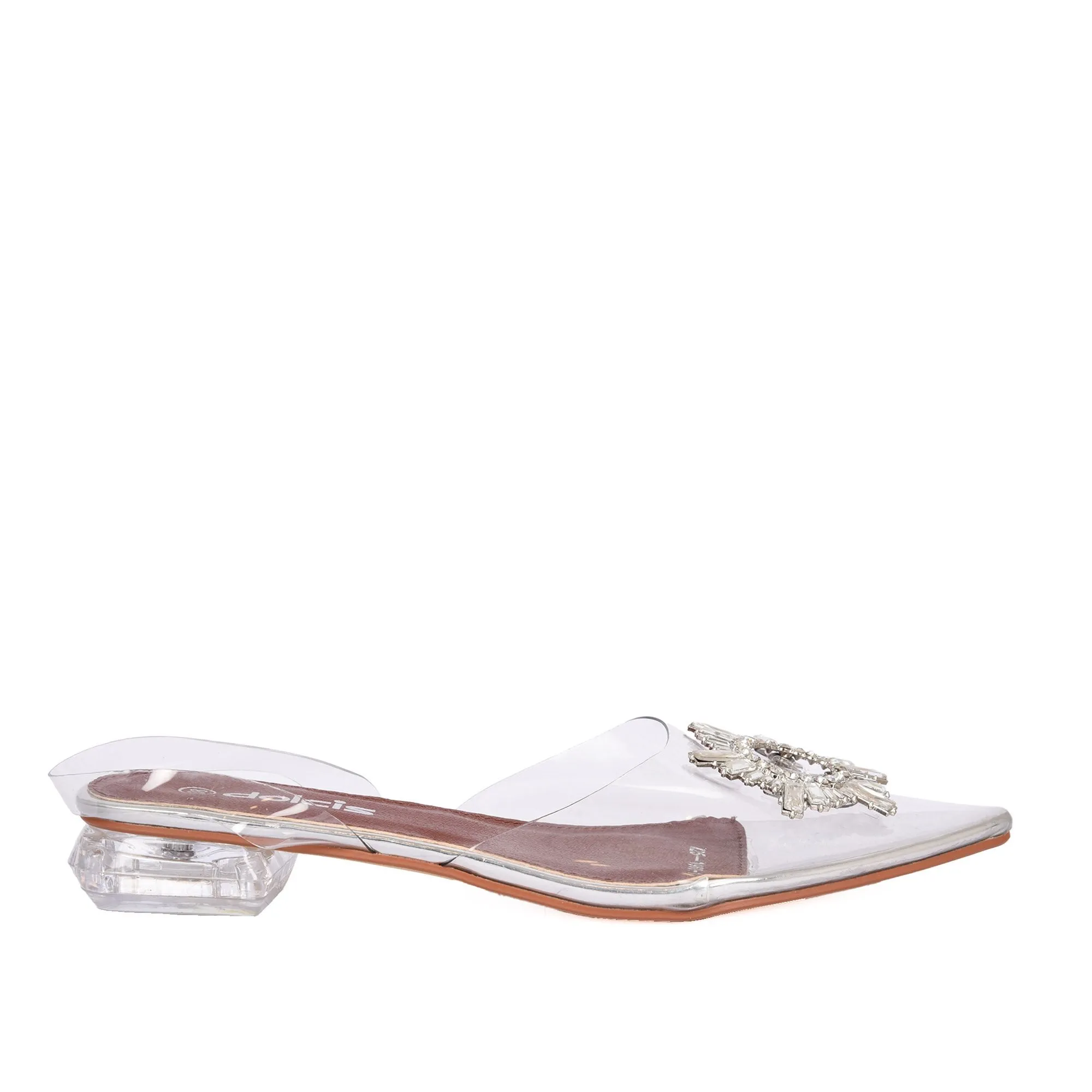 Chic Transparent Mule Flats with Embellishment | 279C-S