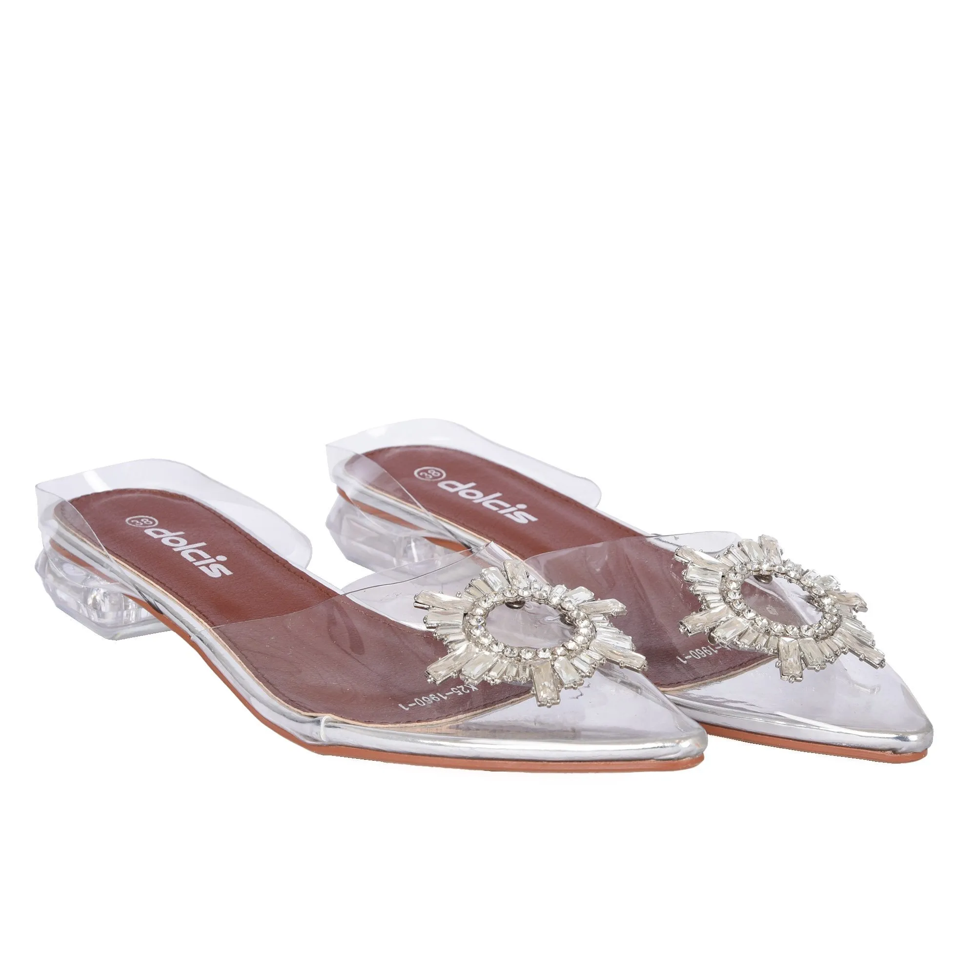 Chic Transparent Mule Flats with Embellishment | 279C-S