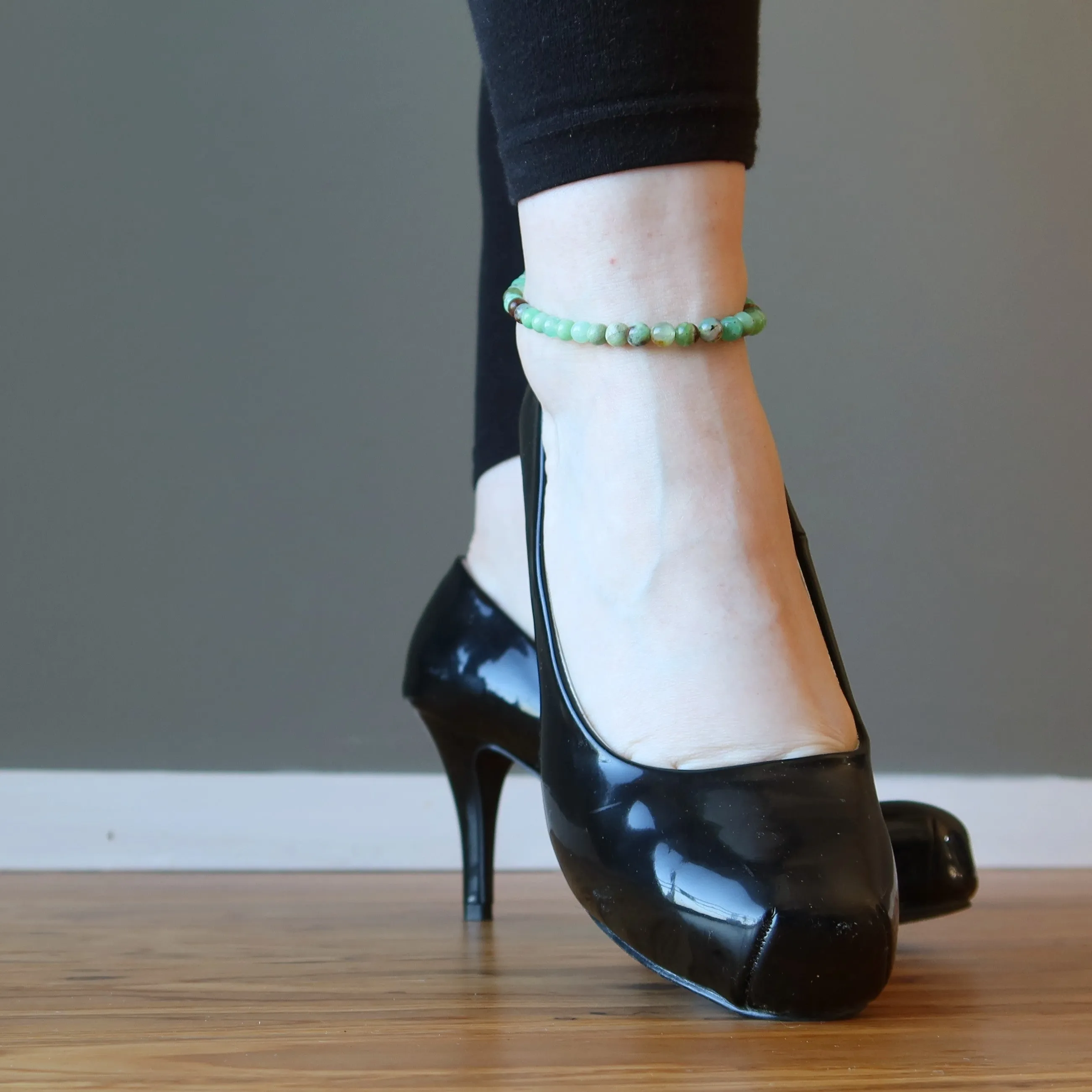 Chrysoprase Anklet Bask in Healing Limelight Deluxe Crystals