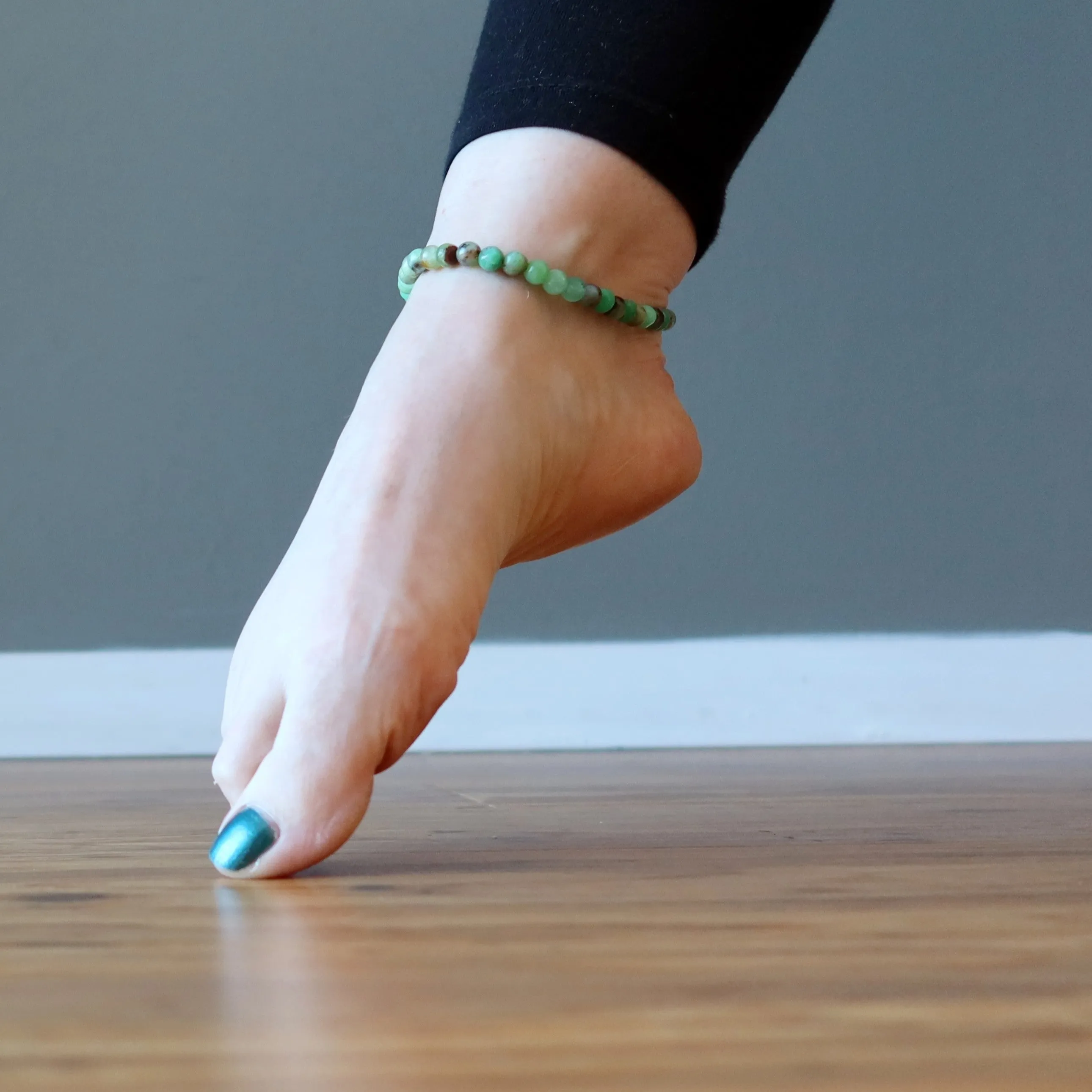 Chrysoprase Anklet Bask in Healing Limelight Deluxe Crystals