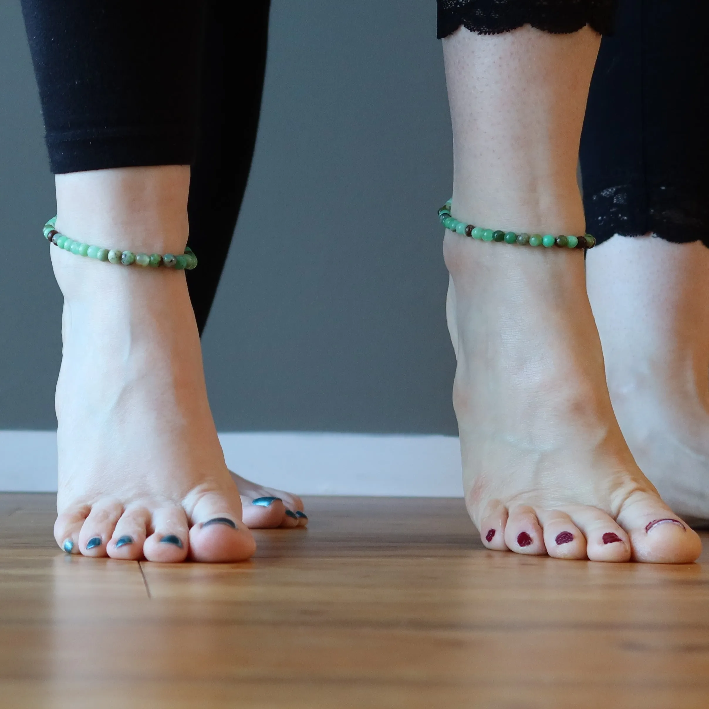 Chrysoprase Anklet Bask in Healing Limelight Deluxe Crystals