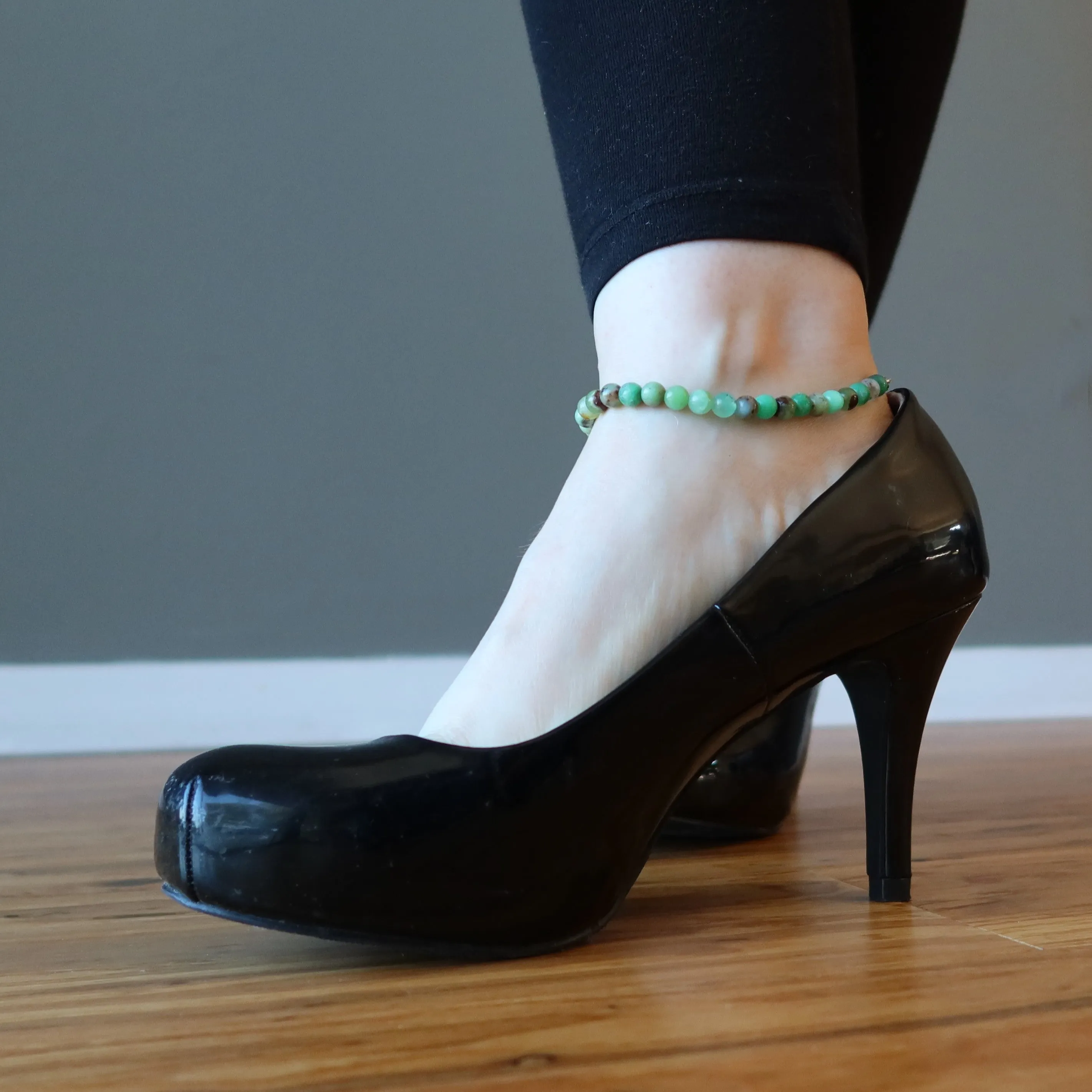 Chrysoprase Anklet Bask in Healing Limelight Deluxe Crystals