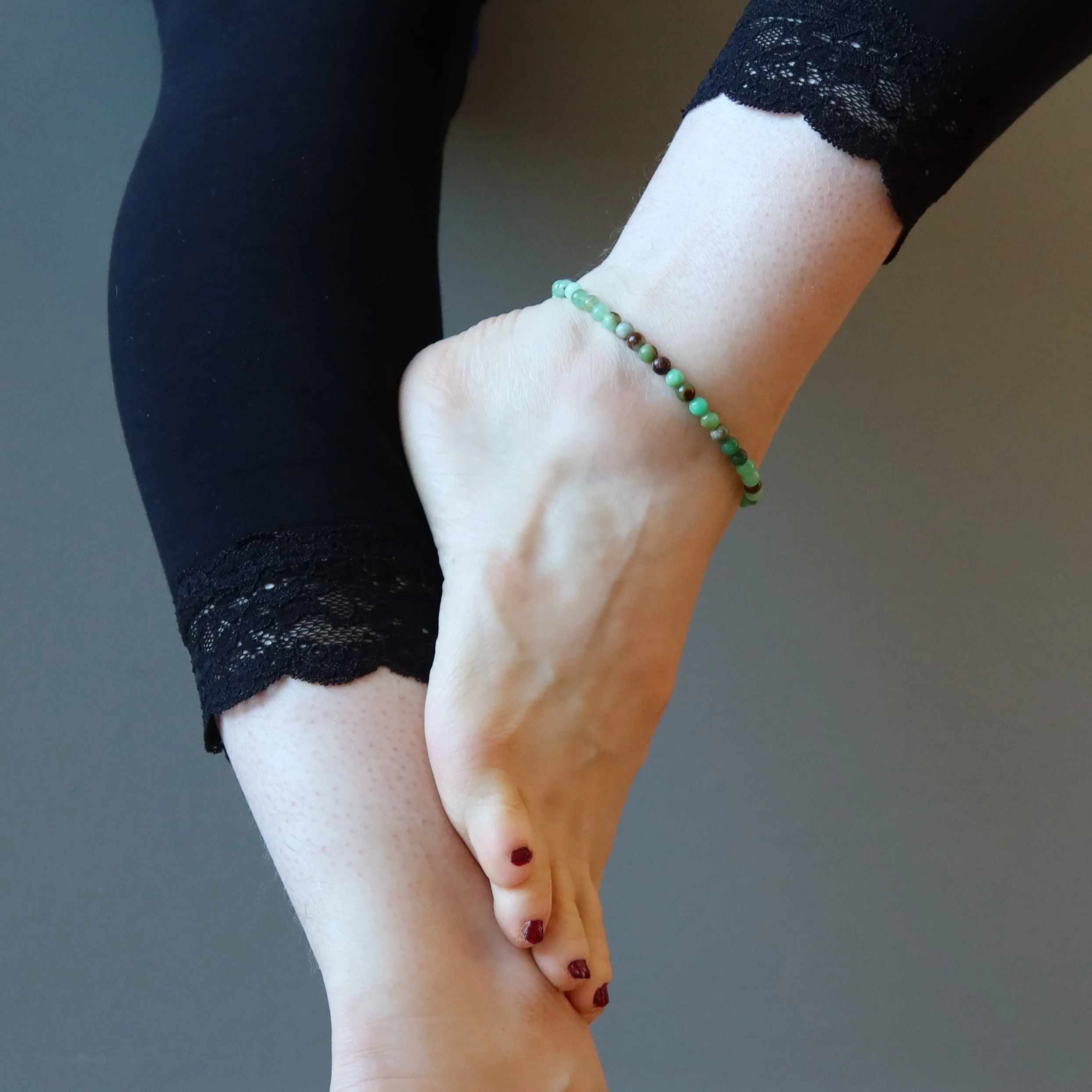 Chrysoprase Anklet Bask in Healing Limelight Deluxe Crystals