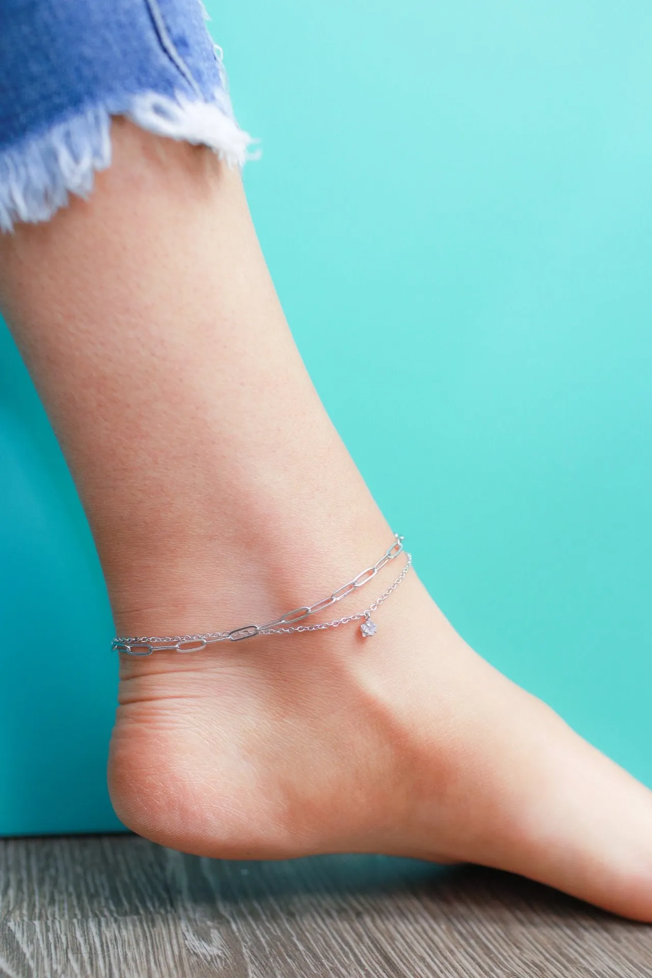 Crystal Stud Link Anklet