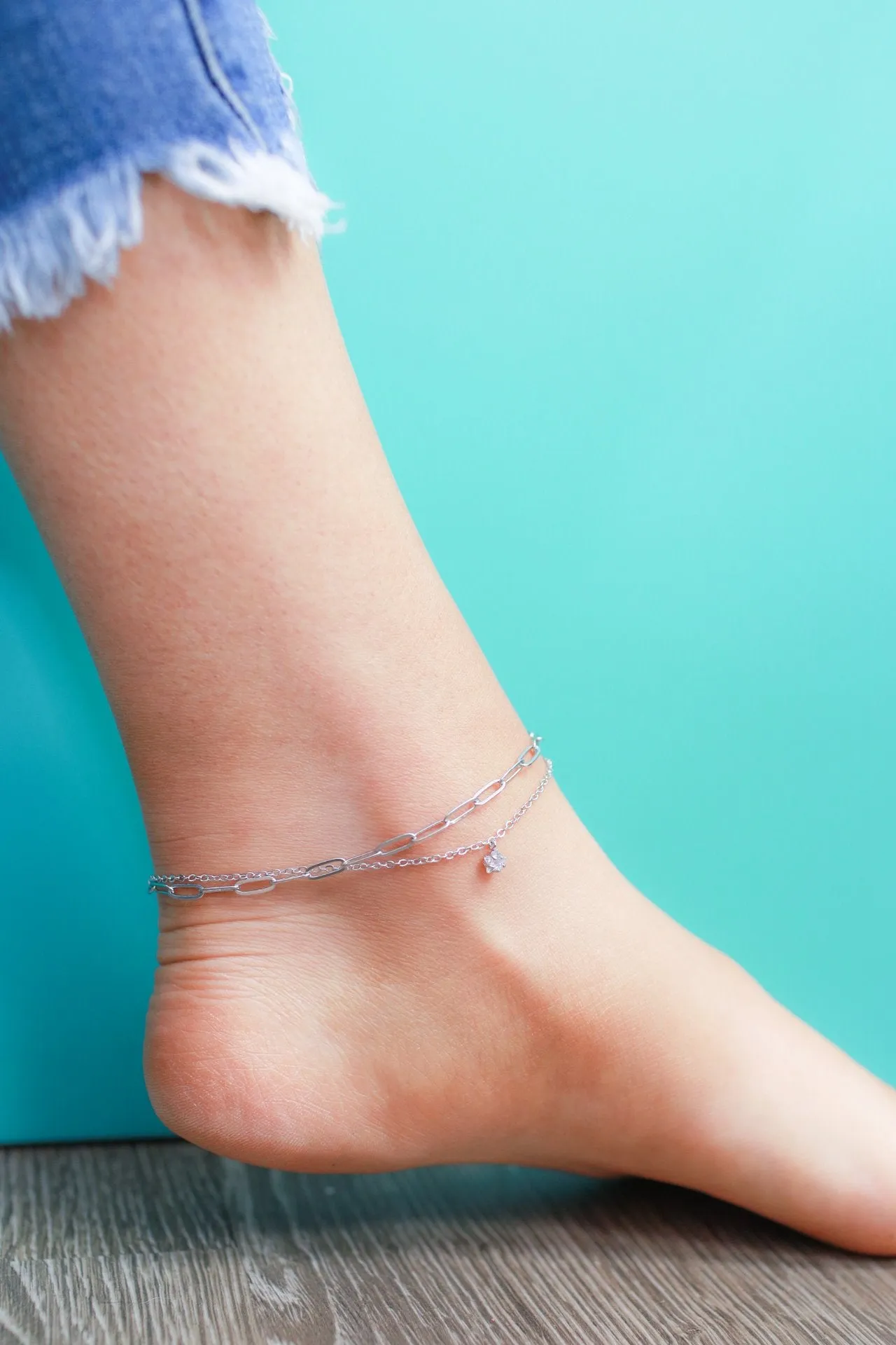 Crystal Stud Link Anklet