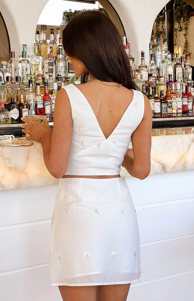 Dahlia White Embellished Crop Top