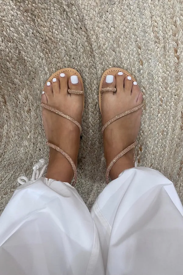 Diamonte Strappy Sandal Tan