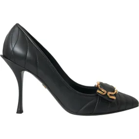 Dolce & Gabbana Black Devotion Leather Heels Pumps Shoes