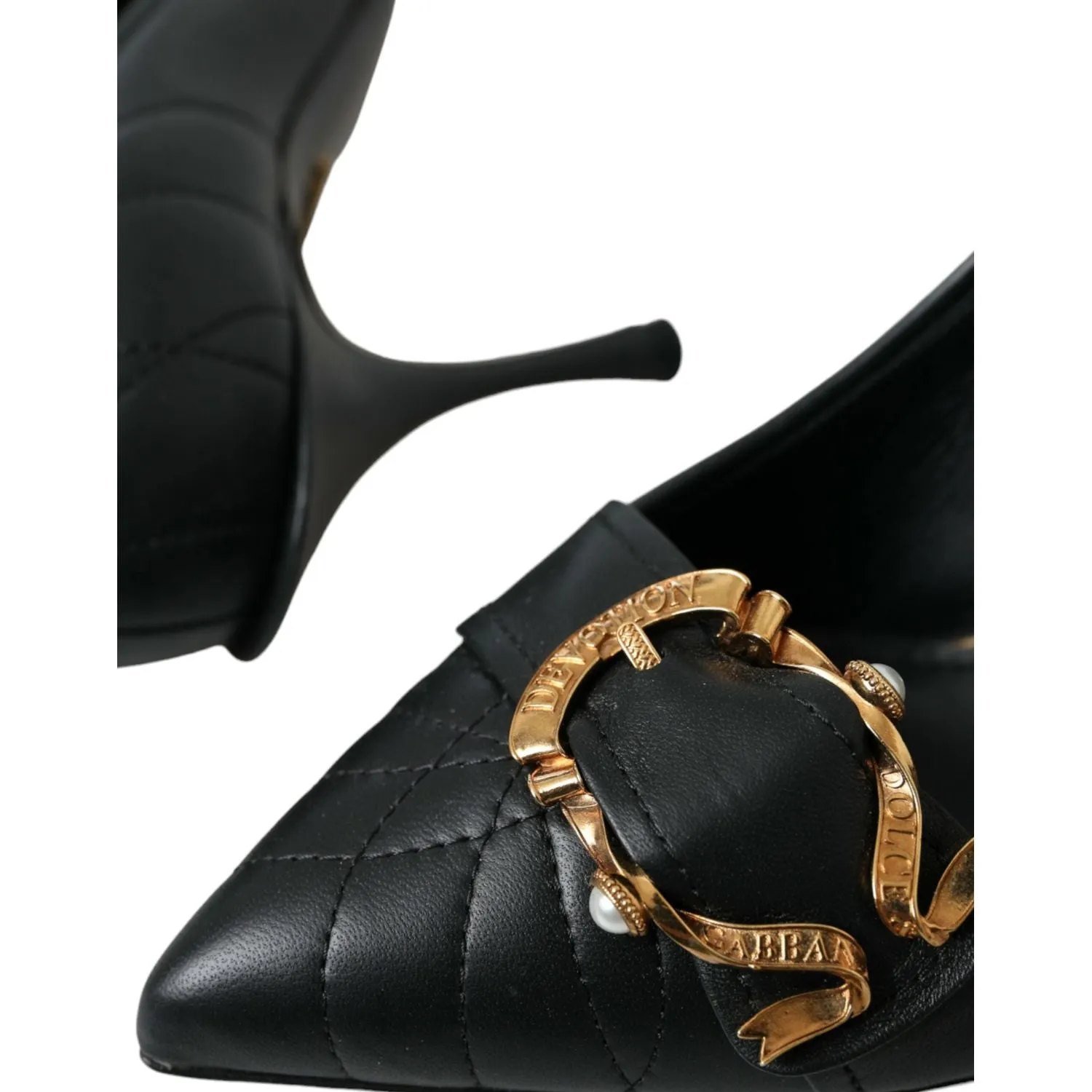 Dolce & Gabbana Black Devotion Leather Heels Pumps Shoes